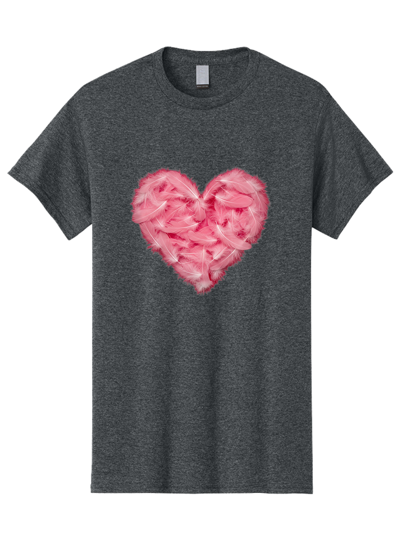 Heart-Of-Feathers Men'S Graphic Tee, 100% Cotton, Comfortable Casual Summer Wear, Machine Washable, Pink Feather Heart, Love Symbol, Soft Texture, Delicate Feathers, Romantic Gesture, Tender Heart, Loving Feeling Baa787 11