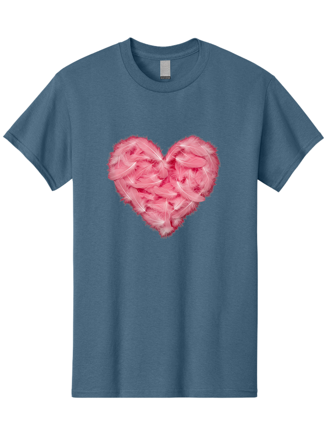 Heart-Of-Feathers Men'S Graphic Tee, 100% Cotton, Comfortable Casual Summer Wear, Machine Washable, Pink Feather Heart, Love Symbol, Soft Texture, Delicate Feathers, Romantic Gesture, Tender Heart, Loving Feeling Baa787 19