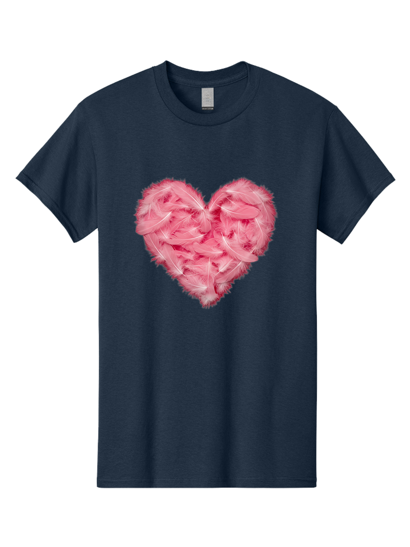 Heart-Of-Feathers Men'S Graphic Tee, 100% Cotton, Comfortable Casual Summer Wear, Machine Washable, Pink Feather Heart, Love Symbol, Soft Texture, Delicate Feathers, Romantic Gesture, Tender Heart, Loving Feeling Baa787 17