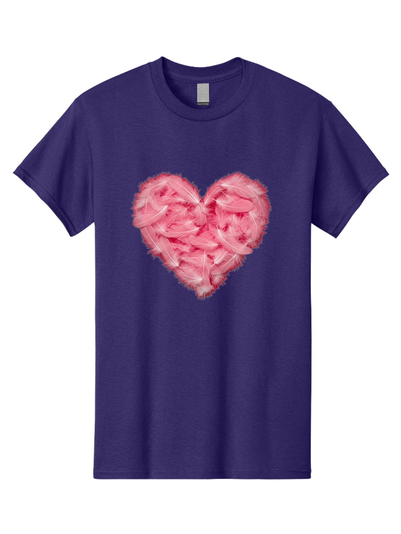 Heart-Of-Feathers Men'S Graphic Tee, 100% Cotton, Comfortable Casual Summer Wear, Machine Washable, Pink Feather Heart, Love Symbol, Soft Texture, Delicate Feathers, Romantic Gesture, Tender Heart, Loving Feeling Baa787 21
