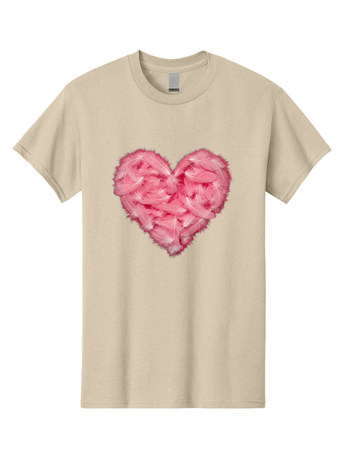 Heart-Of-Feathers Men'S Graphic Tee, 100% Cotton, Comfortable Casual Summer Wear, Machine Washable, Pink Feather Heart, Love Symbol, Soft Texture, Delicate Feathers, Romantic Gesture, Tender Heart, Loving Feeling Baa787 13