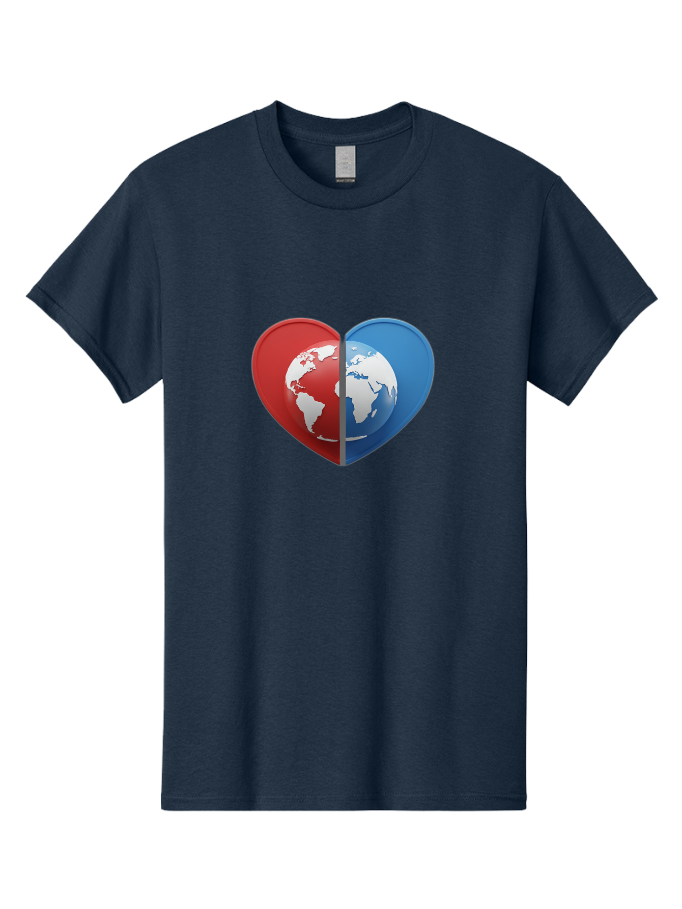 Heart-Shaped-Earth Men'S Graphic Tee, 100% Cotton, Comfortable Casual Summer Wear, Machine Washable, Heart-Shaped Earth, Global Unity, World Love, International Harmony, Earth Symbol, Global Connection, Love For Planet, World Map, Baa791 5