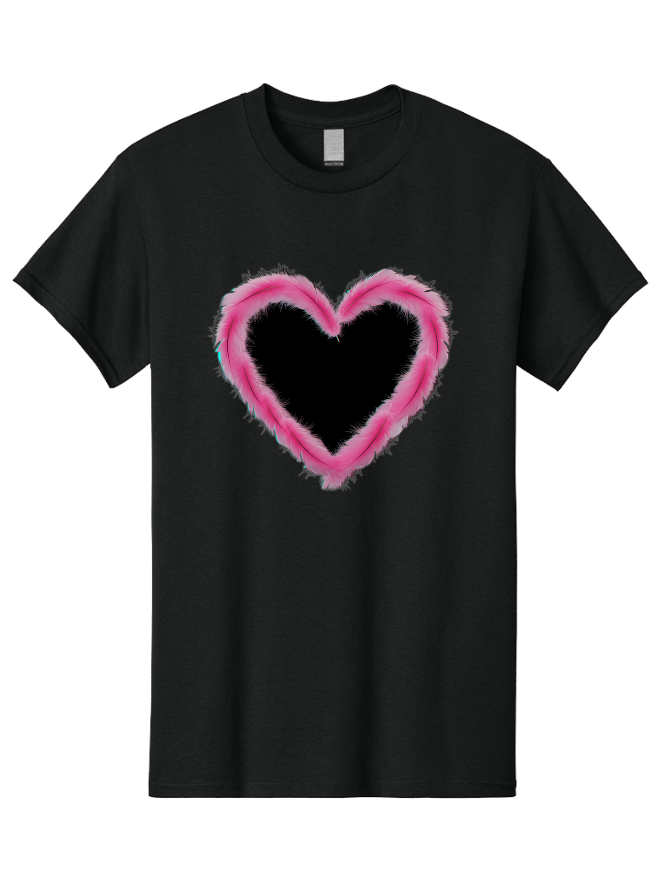 Heart Men'S Graphic Tee, 100% Cotton, Comfortable Casual Summer Wear, Machine Washable, Pink Feather Heart, Fluffy Heart, Romantic Symbol, Fuzzy Love, Heart Shape, Feather Design, Cute Graphics, Valentine'S Icon Baa794 17