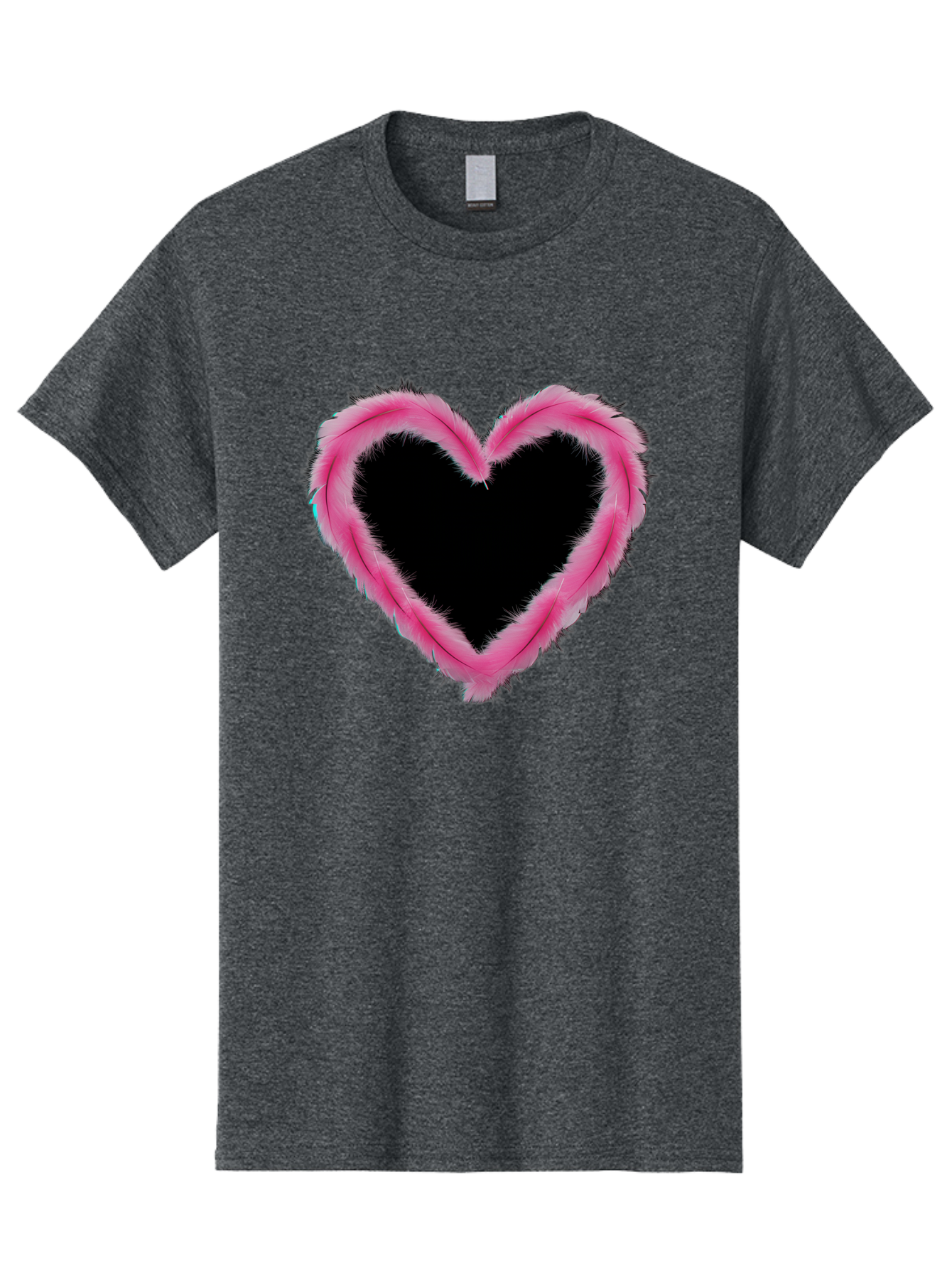 Heart Men'S Graphic Tee, 100% Cotton, Comfortable Casual Summer Wear, Machine Washable, Pink Feather Heart, Fluffy Heart, Romantic Symbol, Fuzzy Love, Heart Shape, Feather Design, Cute Graphics, Valentine'S Icon Baa794 27