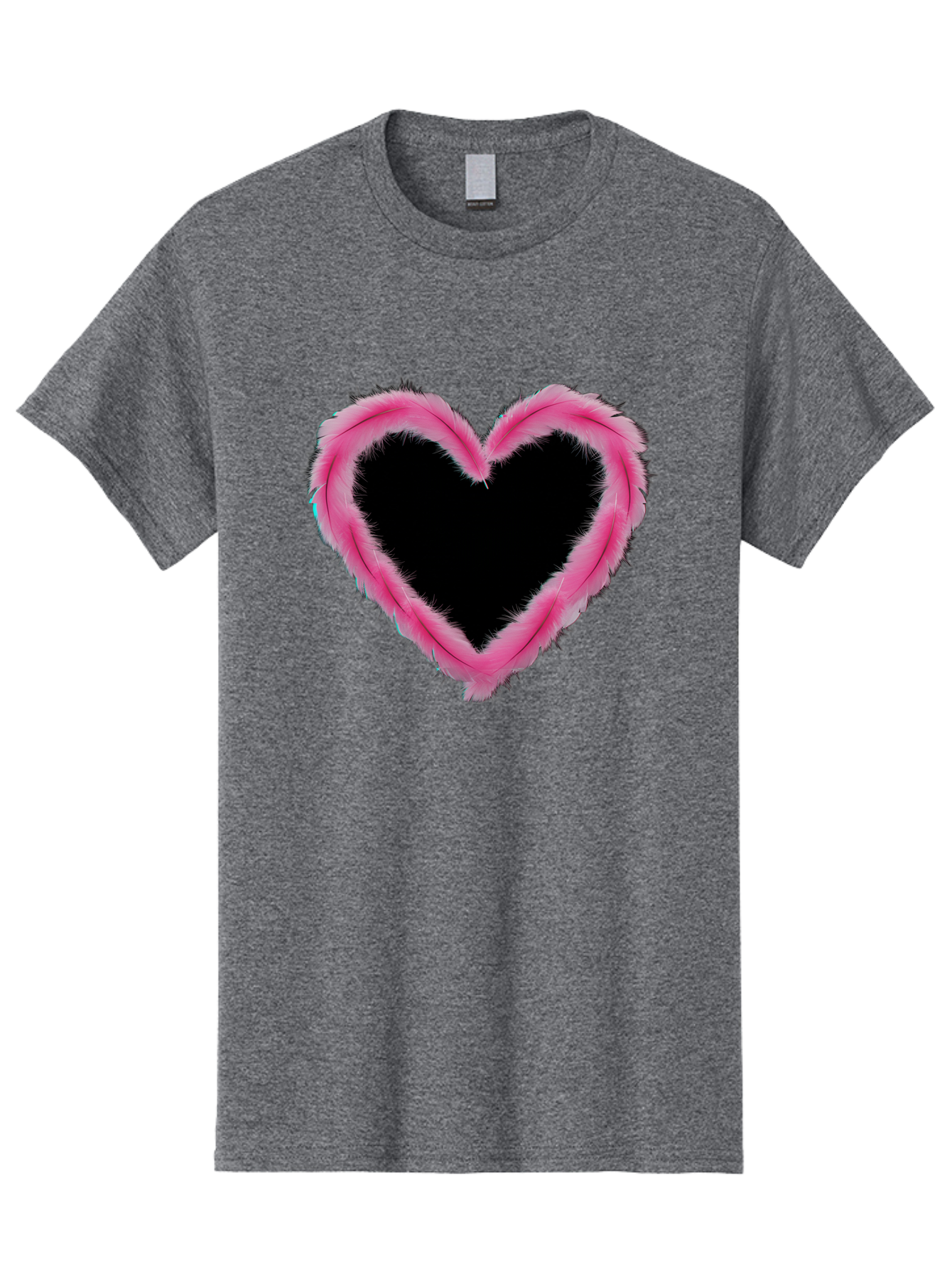 Heart Men'S Graphic Tee, 100% Cotton, Comfortable Casual Summer Wear, Machine Washable, Pink Feather Heart, Fluffy Heart, Romantic Symbol, Fuzzy Love, Heart Shape, Feather Design, Cute Graphics, Valentine'S Icon Baa794 19