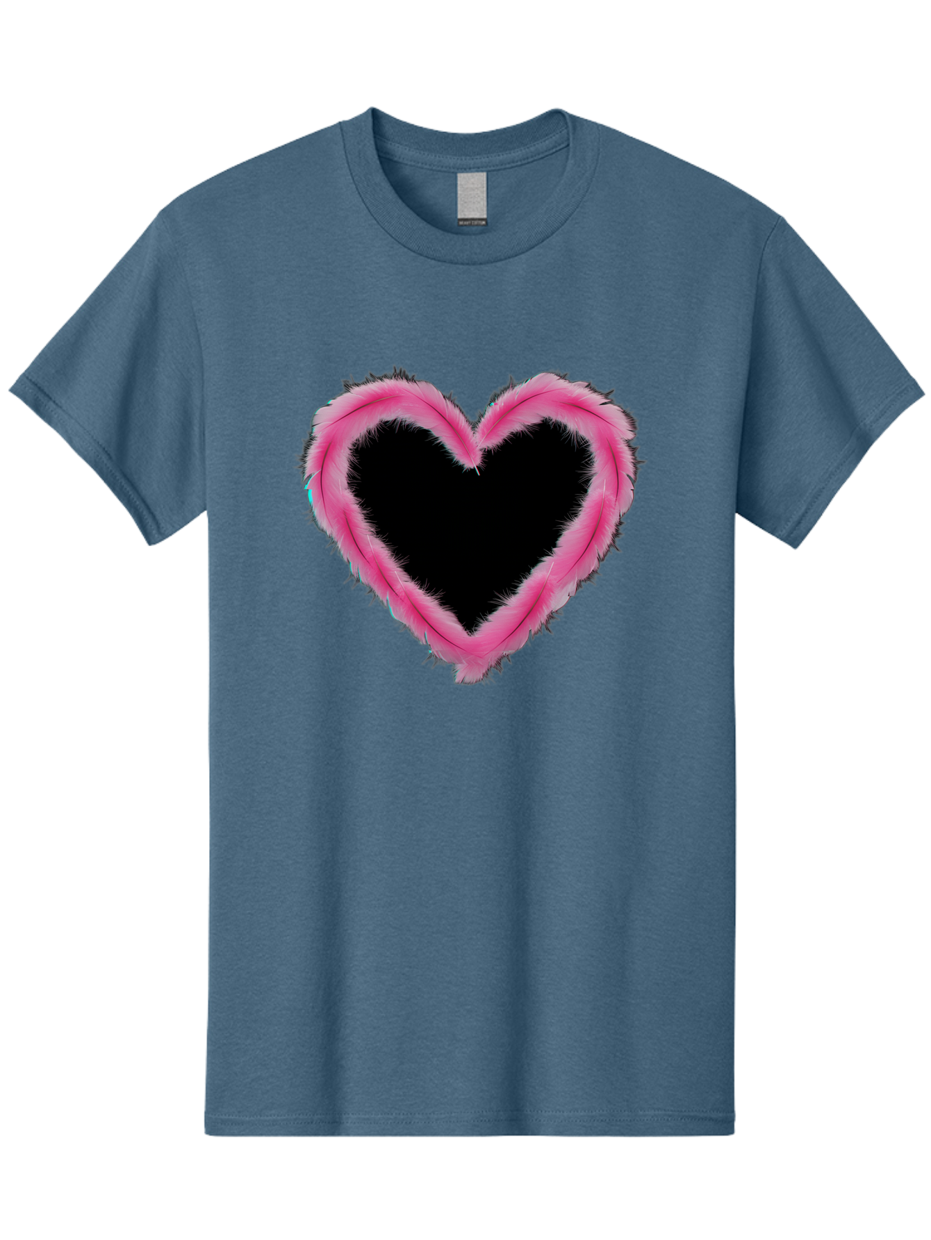 Heart Men'S Graphic Tee, 100% Cotton, Comfortable Casual Summer Wear, Machine Washable, Pink Feather Heart, Fluffy Heart, Romantic Symbol, Fuzzy Love, Heart Shape, Feather Design, Cute Graphics, Valentine'S Icon Baa794 3