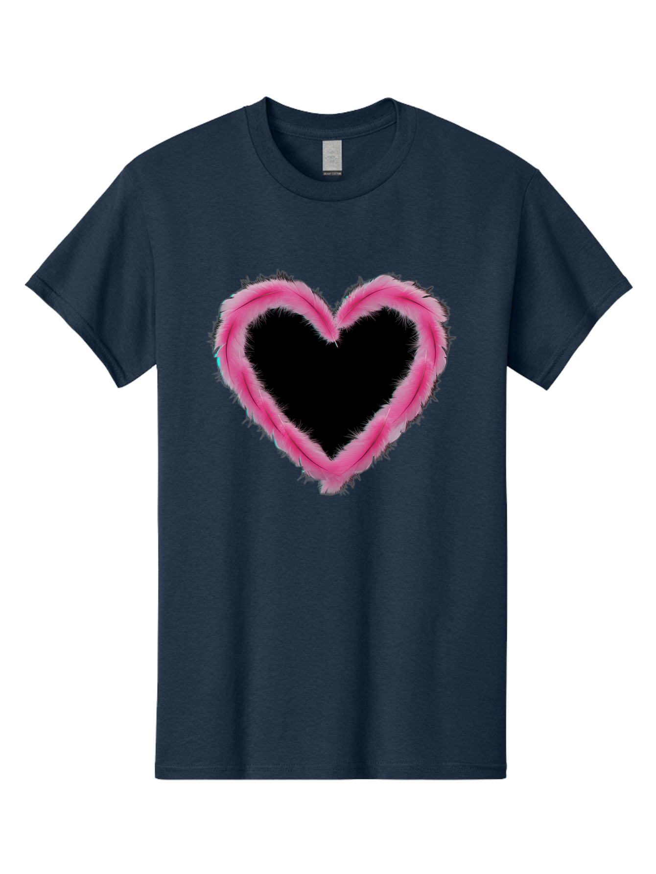 Heart Men'S Graphic Tee, 100% Cotton, Comfortable Casual Summer Wear, Machine Washable, Pink Feather Heart, Fluffy Heart, Romantic Symbol, Fuzzy Love, Heart Shape, Feather Design, Cute Graphics, Valentine'S Icon Baa794 5