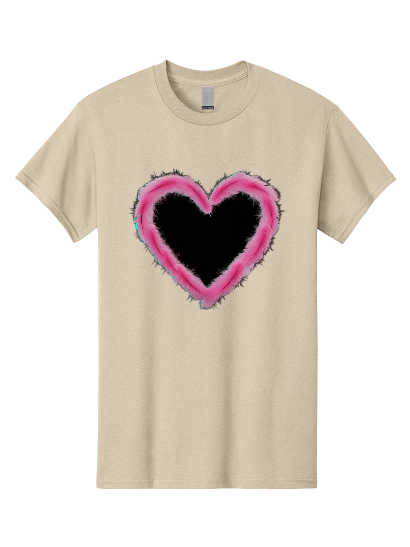 Heart Men'S Graphic Tee, 100% Cotton, Comfortable Casual Summer Wear, Machine Washable, Pink Feather Heart, Fluffy Heart, Romantic Symbol, Fuzzy Love, Heart Shape, Feather Design, Cute Graphics, Valentine'S Icon Baa794 15