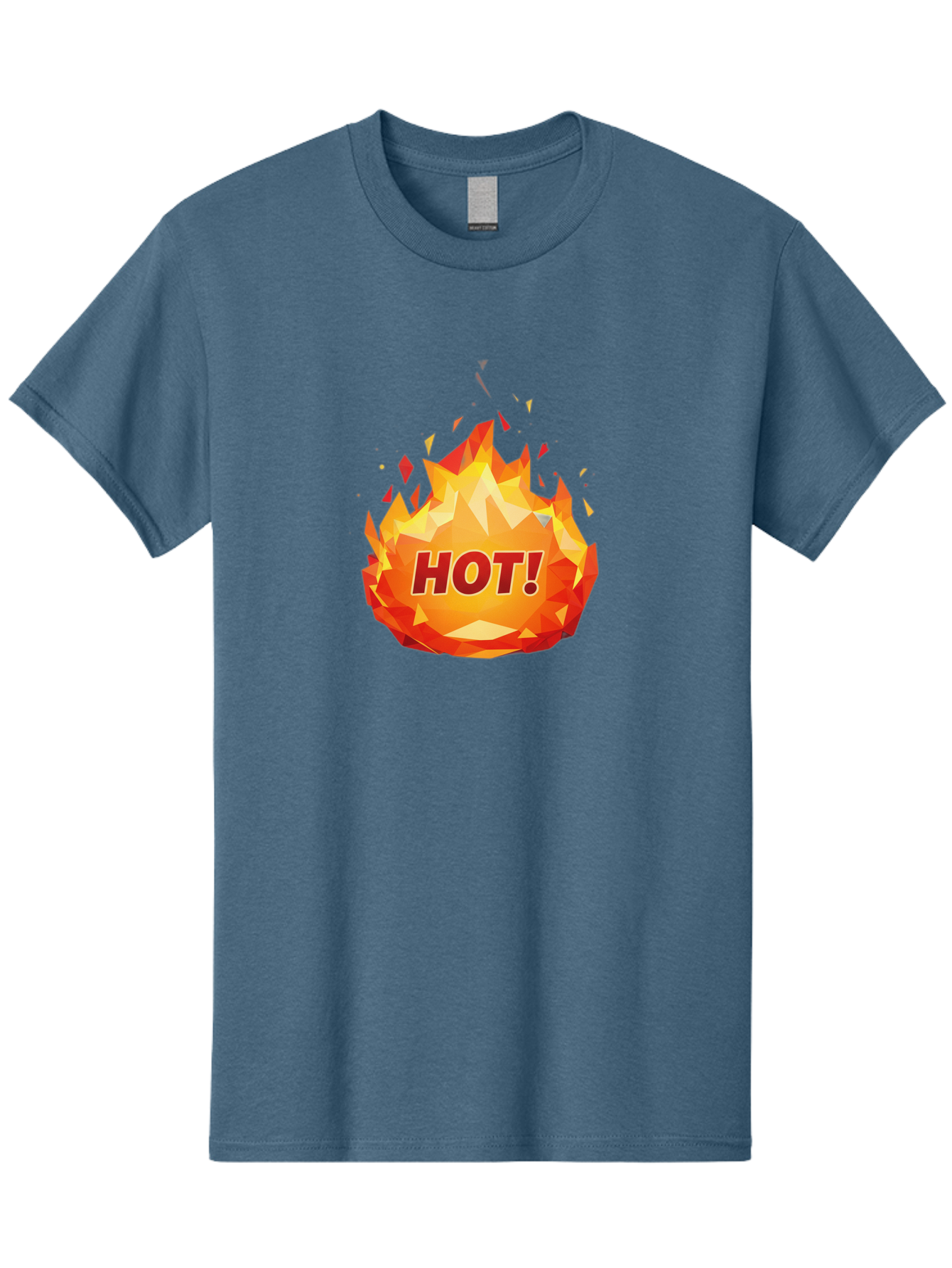 Hot-6 Men'S Graphic Tee, 100% Cotton, Comfortable Casual Summer Wear, Machine Washable, Hot Badge, Fiery Emblem, Orange Flames, Bold Text, Hot!, Burning Effect, Vibrant Graphics, Attention-Grabbing Design, Fiery Graphics, Explosive Badge Baa805 3