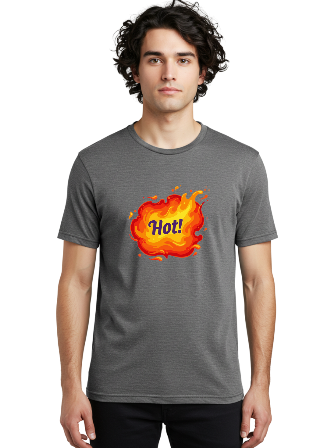 Hot-8 Men'S Graphic Tee, 100% Cotton, Comfortable Casual Summer Wear, Machine Washable, Hot!, Fiery Splatter, Vibrant Colors, Energetic Design, Attention-Grabbing Graphic, Bold Typography, Flames, Splashes, Dynamic Illustration Baa807 26