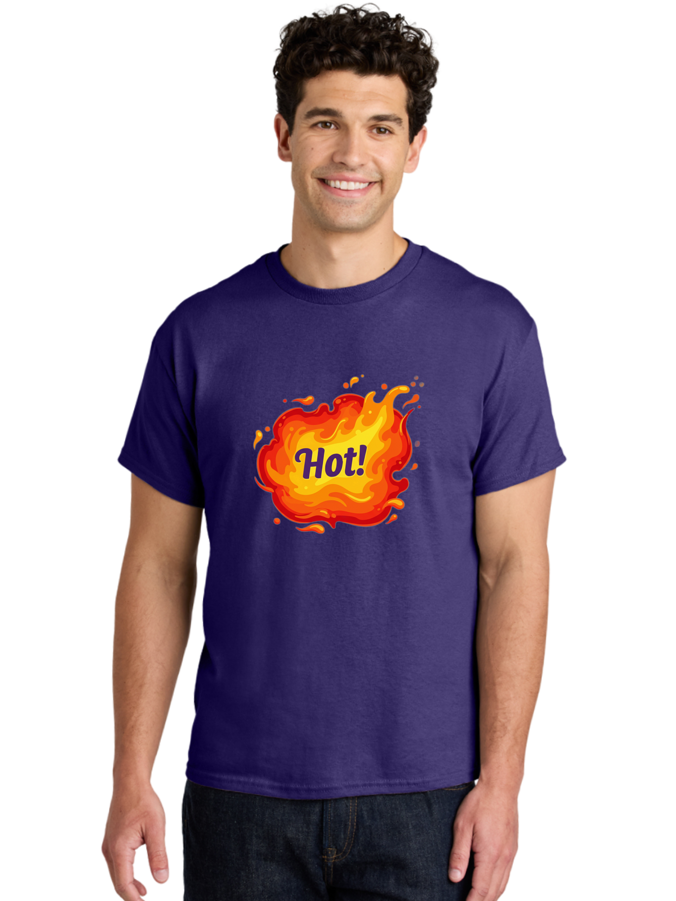 Hot-8 Men'S Graphic Tee, 100% Cotton, Comfortable Casual Summer Wear, Machine Washable, Hot!, Fiery Splatter, Vibrant Colors, Energetic Design, Attention-Grabbing Graphic, Bold Typography, Flames, Splashes, Dynamic Illustration Baa807 4