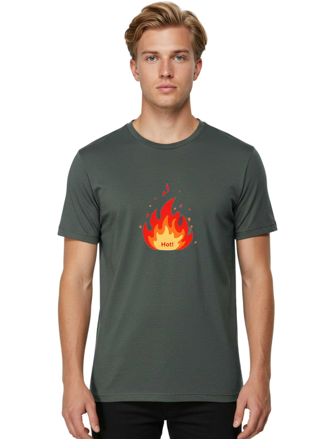 Hot-Flame Men'S Graphic Tee, 100% Cotton, Comfortable Casual Summer Wear, Machine Washable, Fire Icon, Hot Trend, Vibrant Flames, Burning Passion, Red And Orange Hues, Bold Graphics, Modern Design, Trendy Visuals Baa809 30