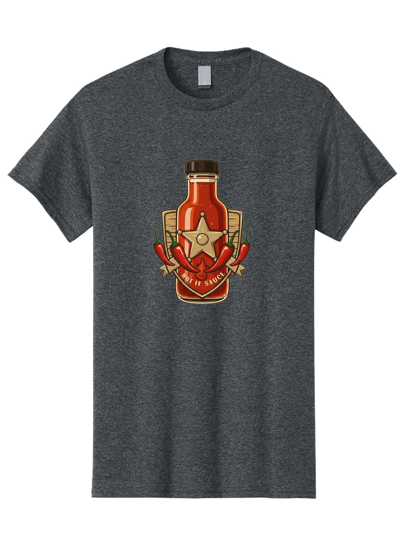 Hot-If-Sauce Men'S Graphic Tee, 100% Cotton, Comfortable Casual Summer Wear, Machine Washable, Hot Sauce Bottle, Spicy Condiment, Chili Peppers, Star Emblem, Vintage Label, Fiery Flavor, Savory Seasoning, Gourmet Cuisine Baa811 11