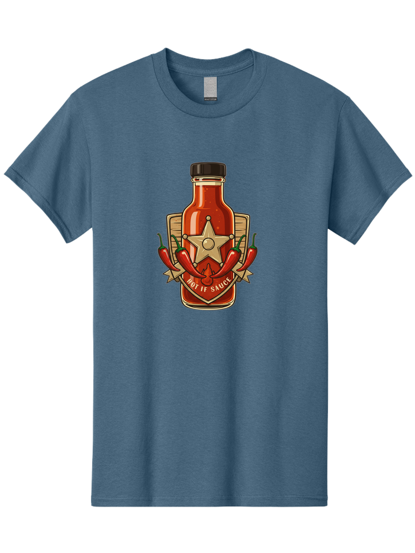 Hot-If-Sauce Men'S Graphic Tee, 100% Cotton, Comfortable Casual Summer Wear, Machine Washable, Hot Sauce Bottle, Spicy Condiment, Chili Peppers, Star Emblem, Vintage Label, Fiery Flavor, Savory Seasoning, Gourmet Cuisine Baa811 13
