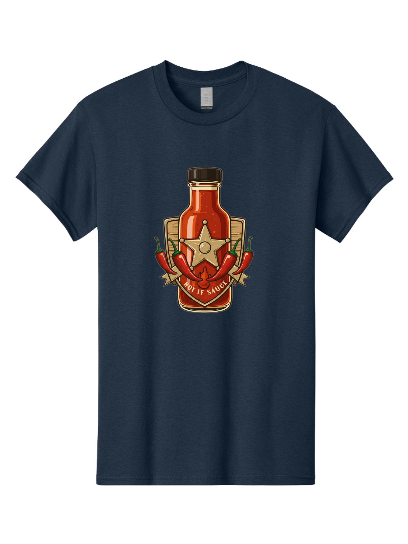 Hot-If-Sauce Men'S Graphic Tee, 100% Cotton, Comfortable Casual Summer Wear, Machine Washable, Hot Sauce Bottle, Spicy Condiment, Chili Peppers, Star Emblem, Vintage Label, Fiery Flavor, Savory Seasoning, Gourmet Cuisine Baa811 29