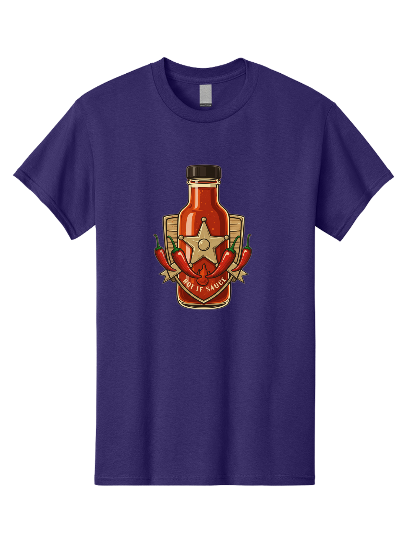 Hot-If-Sauce Men'S Graphic Tee, 100% Cotton, Comfortable Casual Summer Wear, Machine Washable, Hot Sauce Bottle, Spicy Condiment, Chili Peppers, Star Emblem, Vintage Label, Fiery Flavor, Savory Seasoning, Gourmet Cuisine Baa811 9