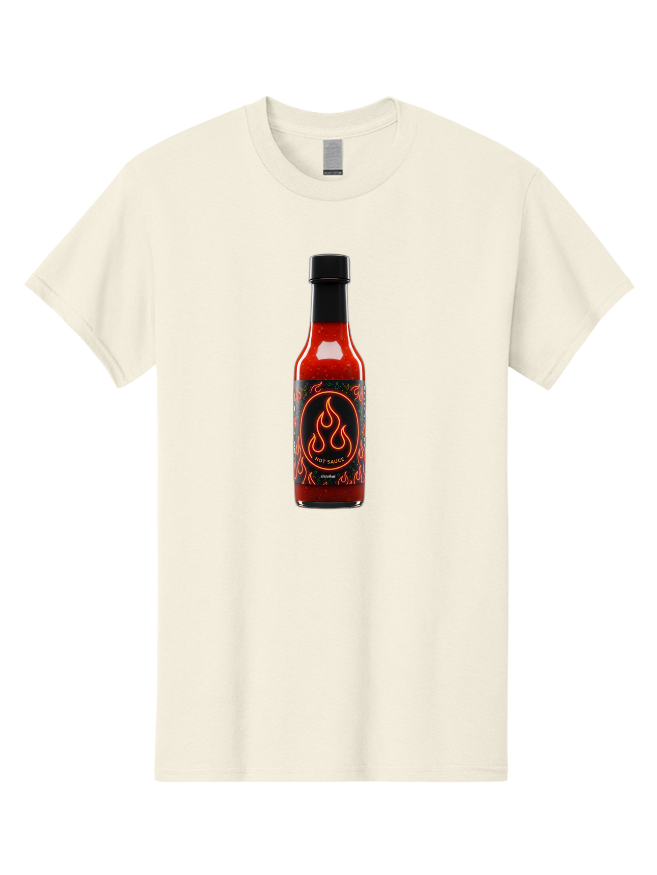 Hot-Sauce-2 Men'S Graphic Tee, 100% Cotton, Comfortable Casual Summer Wear, Machine Washable, Hot Sauce, Spicy Condiment, Chili Peppers, Red Sauce, Glass Bottle, Black Cap, Flame Design, Hot Sauce Bottle, Condiment Bottle, Spicy Food Baa814 15