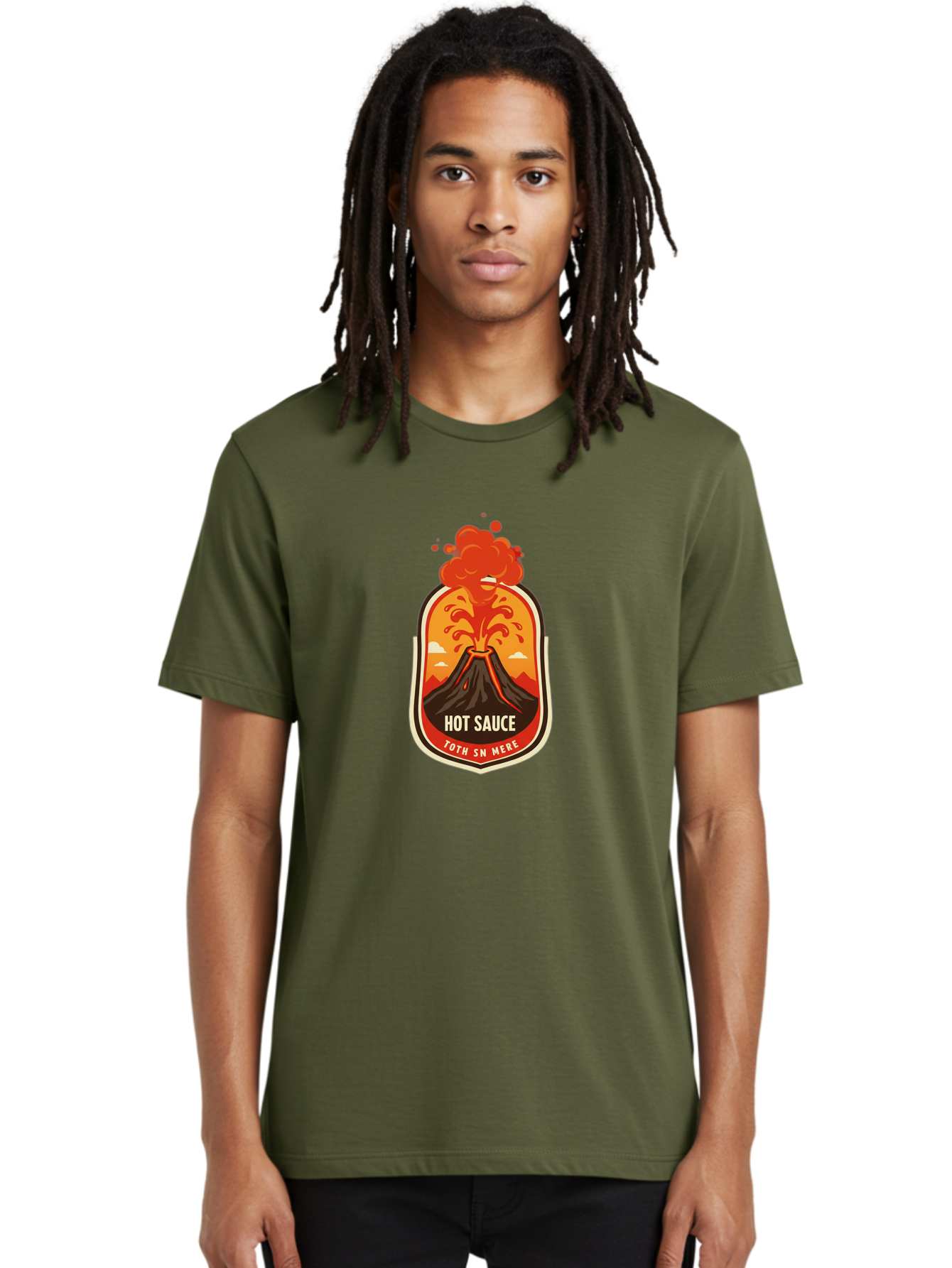 Hot-Sauce-8 Men'S Graphic Tee, 100% Cotton, Comfortable Casual Summer Wear, Machine Washable, Hot Sauce Label, Erupting Volcano, Spicy Food, Condiment Packaging, Fiery Design, Bold Graphics, Cartoon Style, Volcano Eruption, Condiment Branding Baa820 12