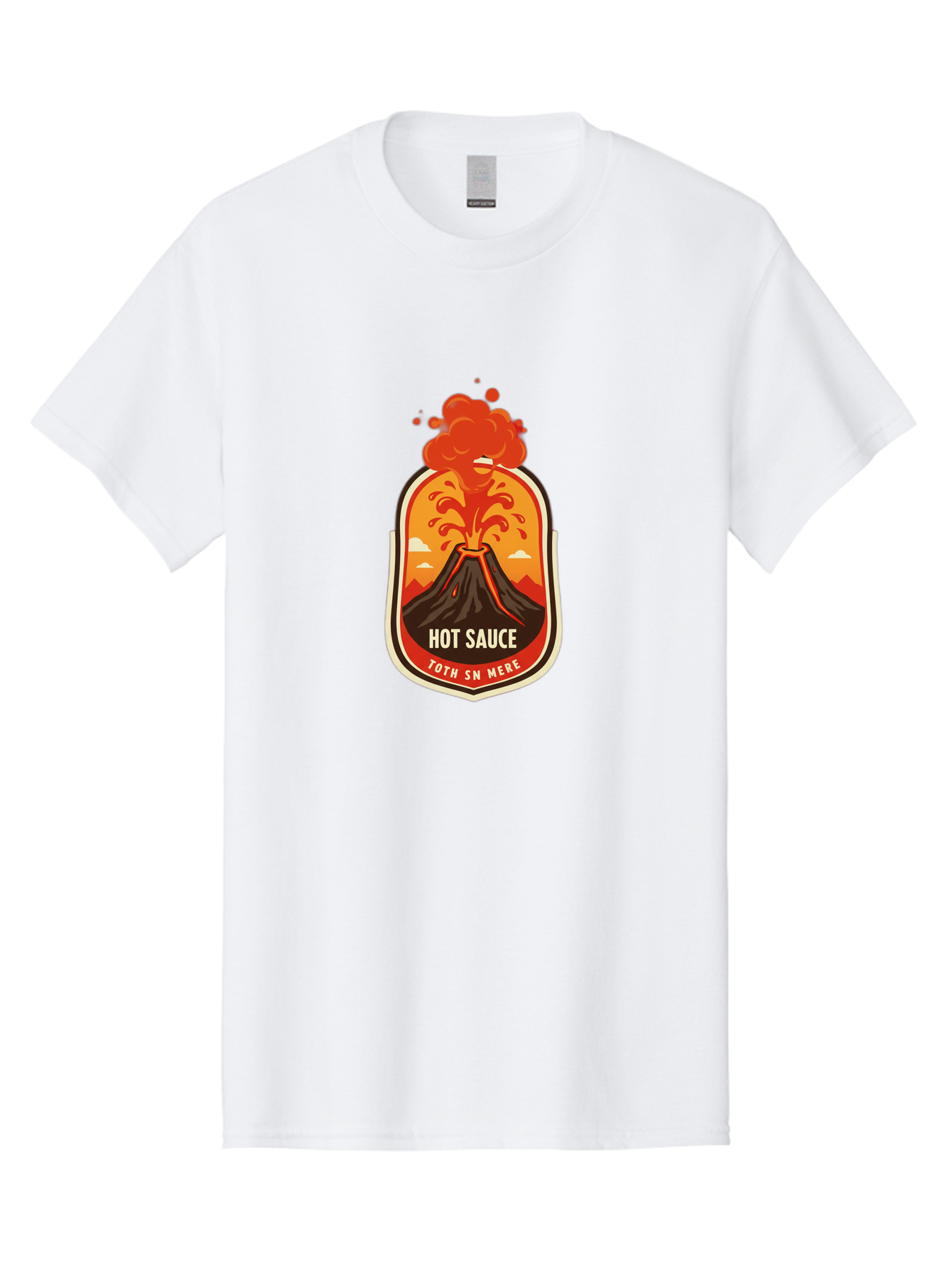 Hot-Sauce-8 Men'S Graphic Tee, 100% Cotton, Comfortable Casual Summer Wear, Machine Washable, Hot Sauce Label, Erupting Volcano, Spicy Food, Condiment Packaging, Fiery Design, Bold Graphics, Cartoon Style, Volcano Eruption, Condiment Branding Baa820 7