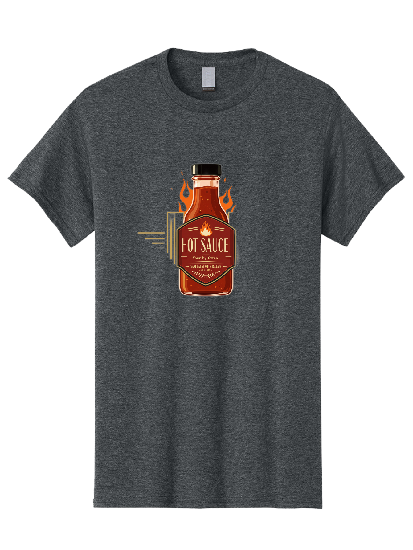 Hot-Sauce-9 Men'S Graphic Tee, 100% Cotton, Comfortable Casual Summer Wear, Machine Washable, Hot Sauce Bottle, Fiery Condiment, Spicy Food, Flavorful Sauce, Condiment Design, Graphic Label, Kitchen Essentials, Chili Peppers, Flavor Enhancer Baa821 5