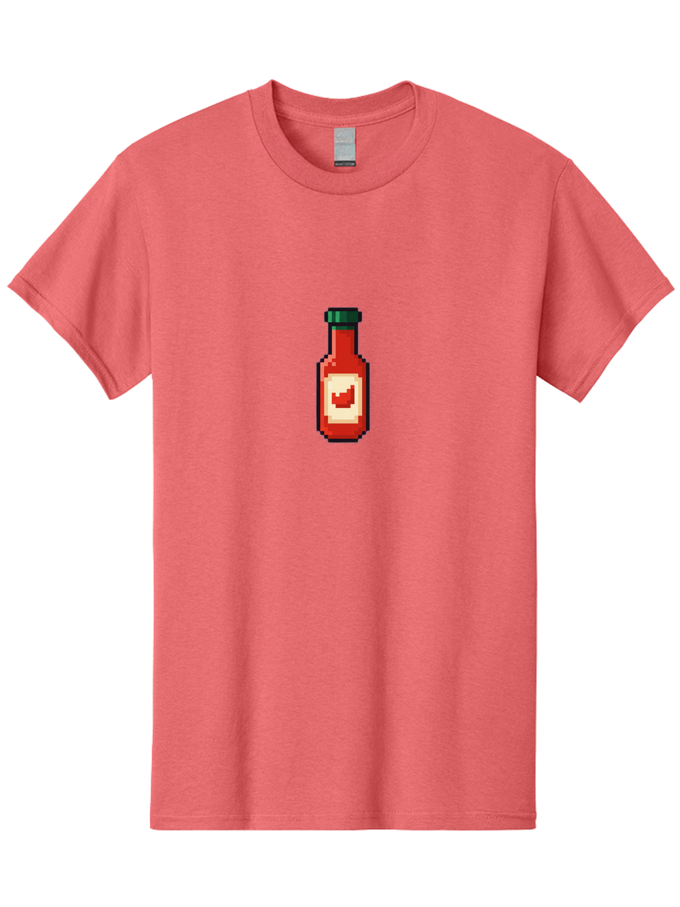 Hot-Sauce-Bottle-4 Men'S Graphic Tee, 100% Cotton, Comfortable Casual Summer Wear, Machine Washable, Hot Sauce, Condiment, Spicy Food, Red Sauce, Pixel Art, Digital Illustration, 8-Bit Style, Retro Gaming Aesthetic Baa828 23