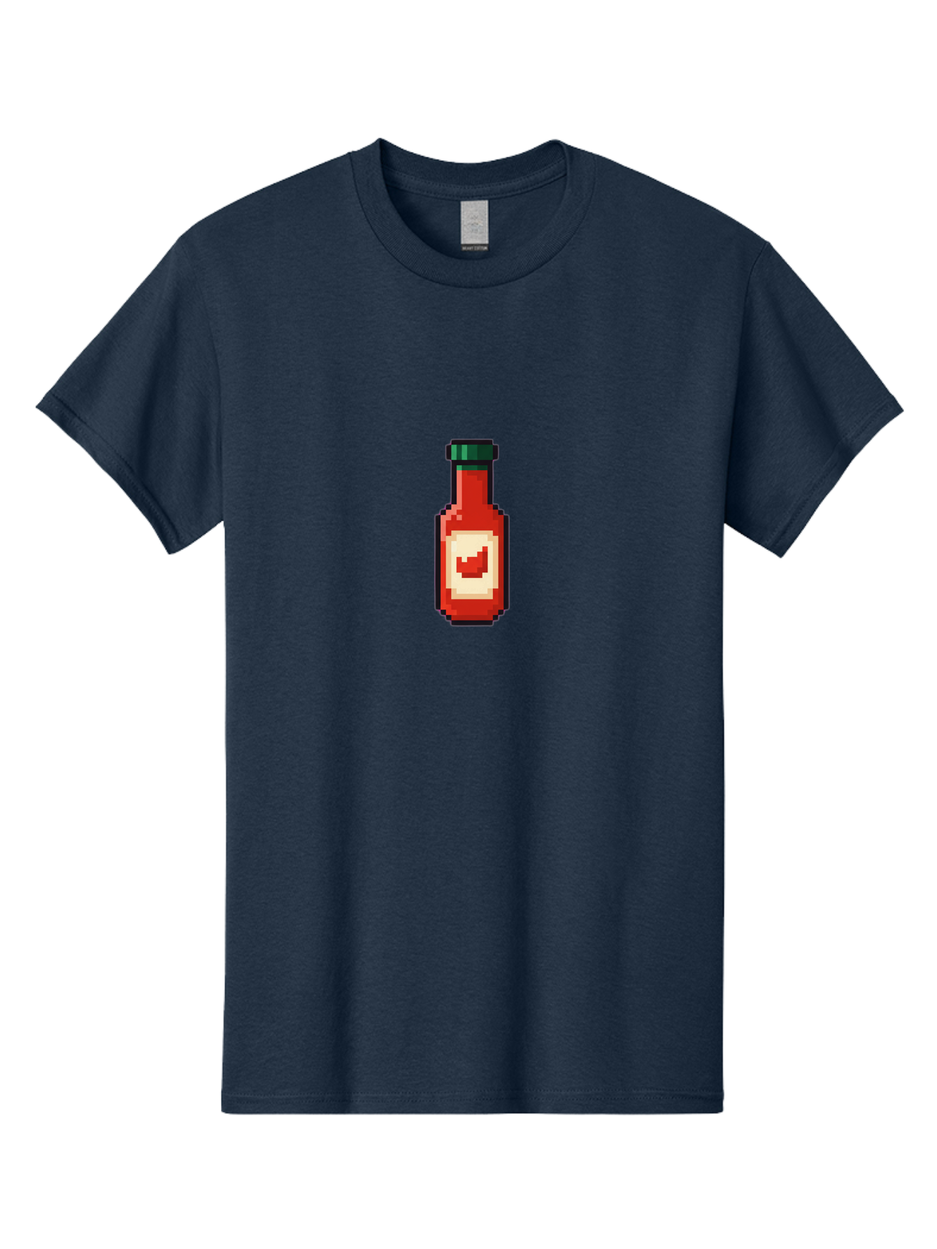 Hot-Sauce-Bottle-4 Men'S Graphic Tee, 100% Cotton, Comfortable Casual Summer Wear, Machine Washable, Hot Sauce, Condiment, Spicy Food, Red Sauce, Pixel Art, Digital Illustration, 8-Bit Style, Retro Gaming Aesthetic Baa828 19