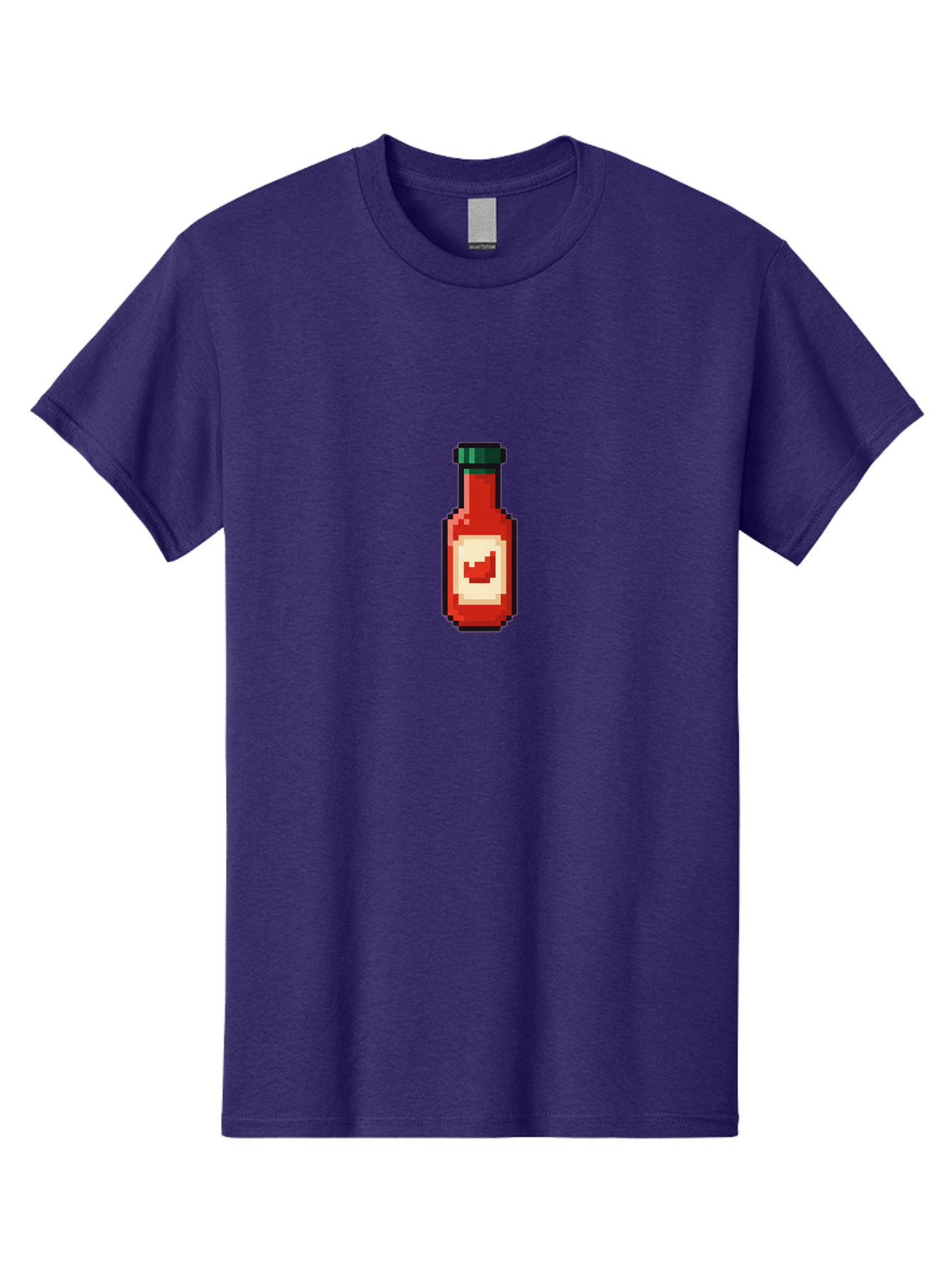 Hot-Sauce-Bottle-4 Men'S Graphic Tee, 100% Cotton, Comfortable Casual Summer Wear, Machine Washable, Hot Sauce, Condiment, Spicy Food, Red Sauce, Pixel Art, Digital Illustration, 8-Bit Style, Retro Gaming Aesthetic Baa828 25