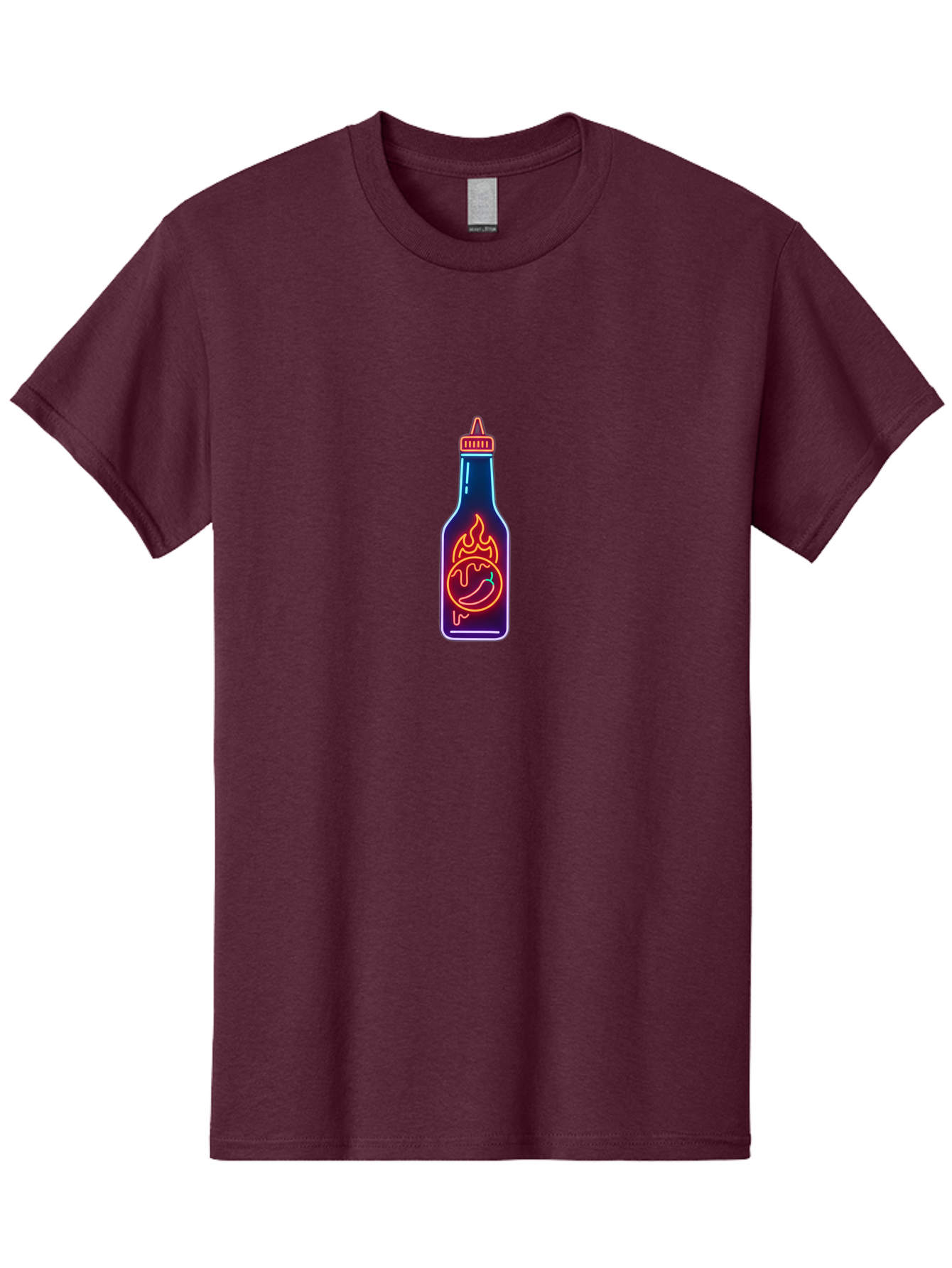 Hot-Sauce-Bottle-8 Men'S Graphic Tee, 100% Cotton, Comfortable Casual Summer Wear, Machine Washable, Hot Sauce Bottle, Spicy Condiment, Chili Pepper, Hot Sauce, Spicy Food, Cooking Ingredient, Cartoon Graphic, Vibrant Design, Neon Outline, Baa832 17