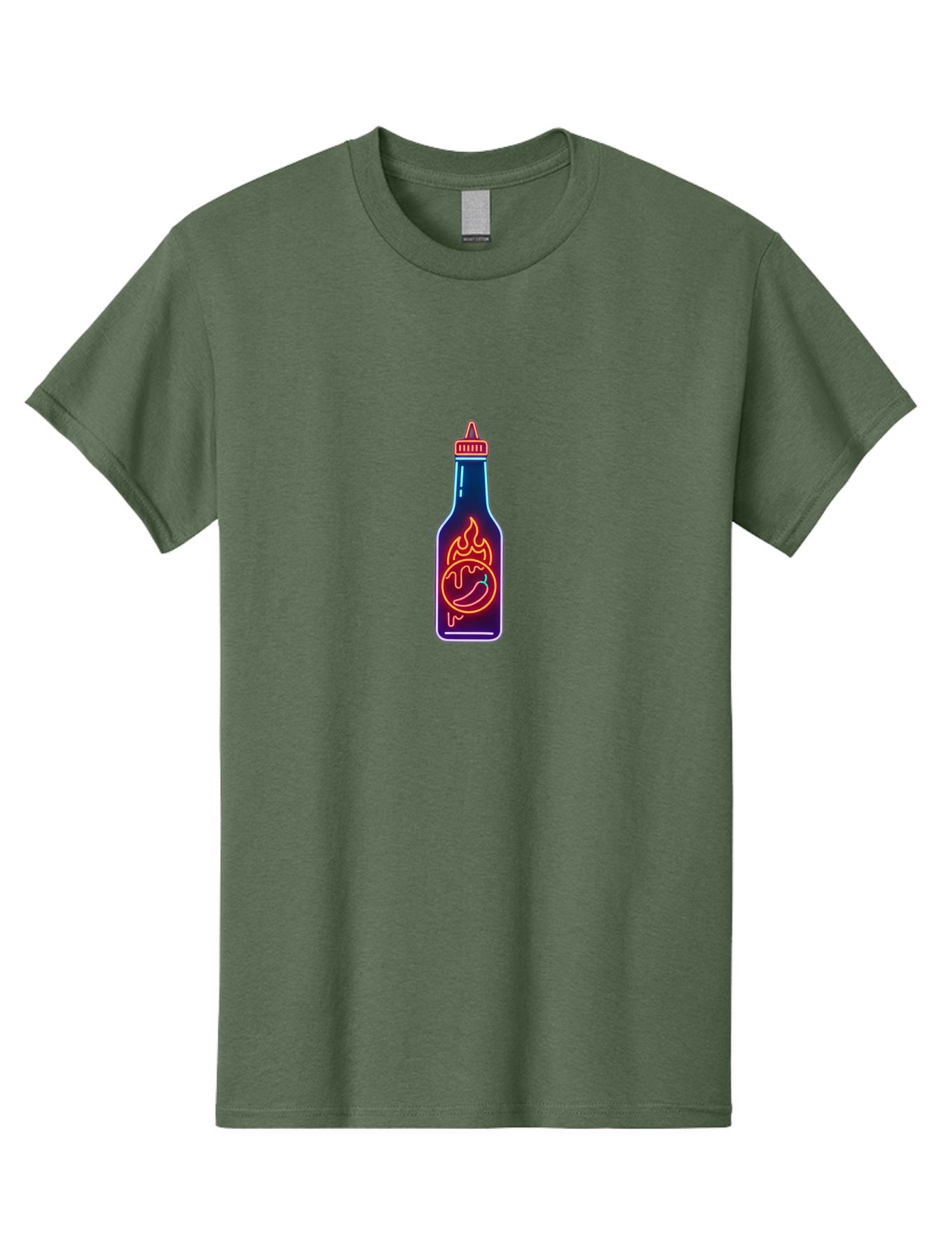 Hot-Sauce-Bottle-8 Men'S Graphic Tee, 100% Cotton, Comfortable Casual Summer Wear, Machine Washable, Hot Sauce Bottle, Spicy Condiment, Chili Pepper, Hot Sauce, Spicy Food, Cooking Ingredient, Cartoon Graphic, Vibrant Design, Neon Outline, Baa832 13