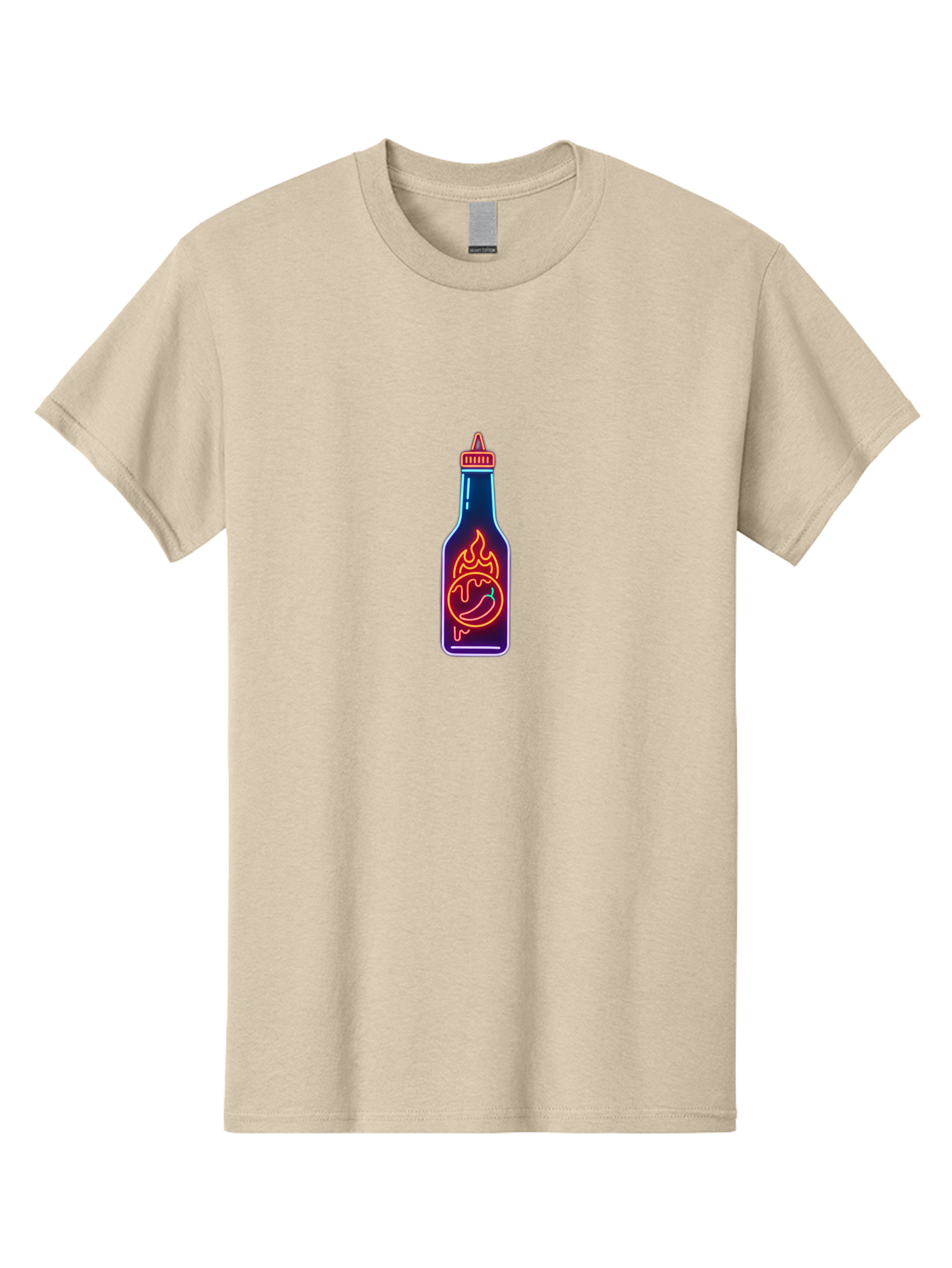 Hot-Sauce-Bottle-8 Men'S Graphic Tee, 100% Cotton, Comfortable Casual Summer Wear, Machine Washable, Hot Sauce Bottle, Spicy Condiment, Chili Pepper, Hot Sauce, Spicy Food, Cooking Ingredient, Cartoon Graphic, Vibrant Design, Neon Outline, Baa832 27