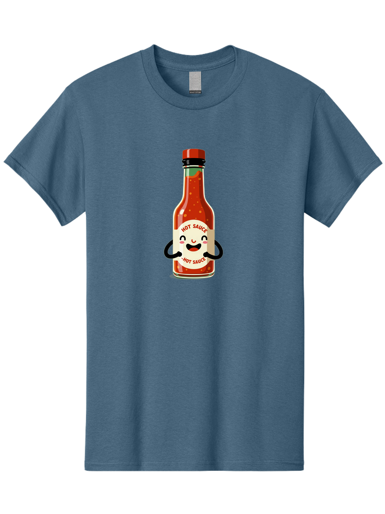 Hot-Sauce Men'S Graphic Tee, 100% Cotton, Comfortable Casual Summer Wear, Machine Washable, Hot Sauce Bottle With A Face, Cartoon Character, Condiment Packaging, Spicy Food, Kawaii Art Style, Playful Design, Sauce Container Baa836 1