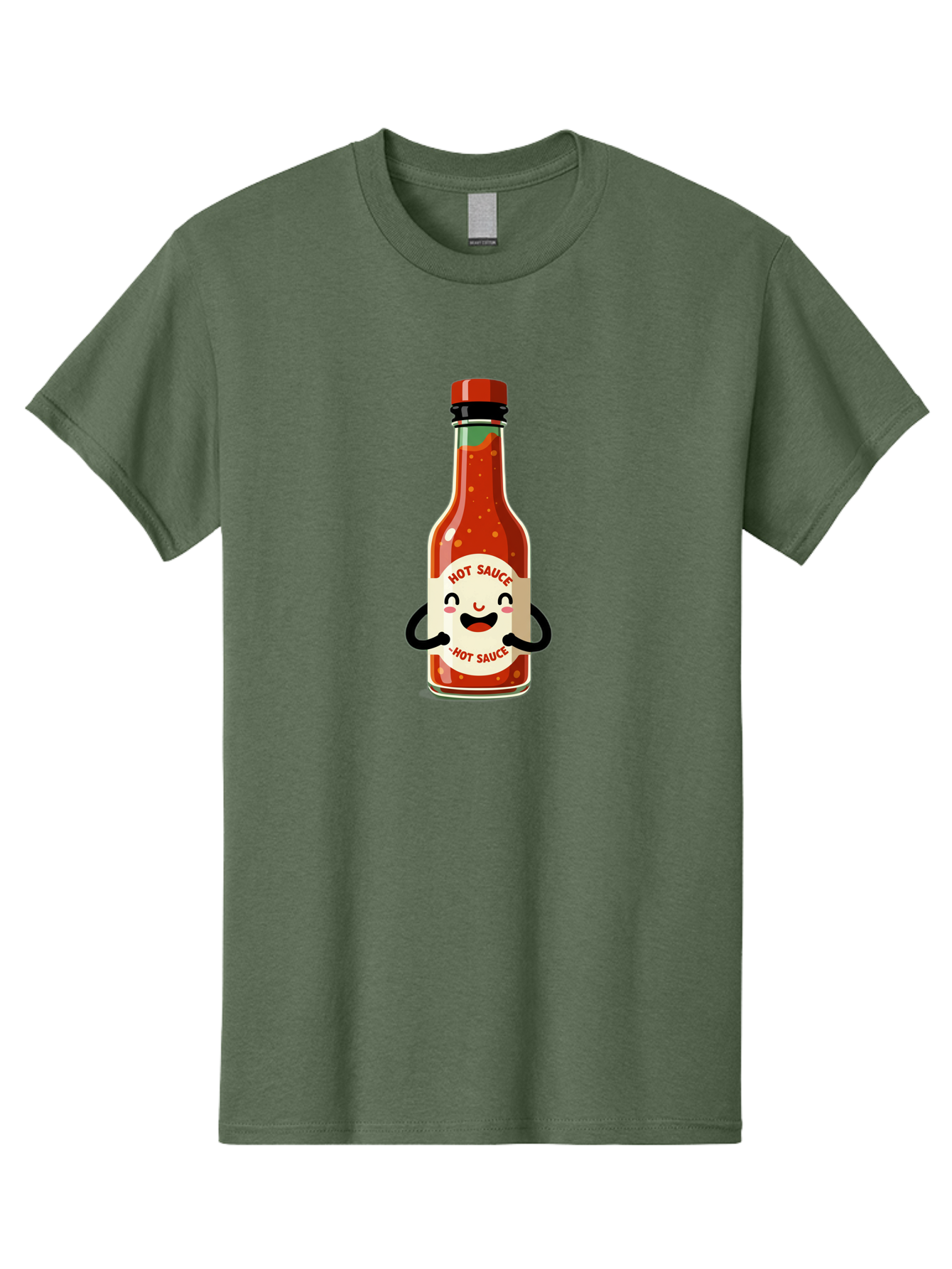 Hot-Sauce Men'S Graphic Tee, 100% Cotton, Comfortable Casual Summer Wear, Machine Washable, Hot Sauce Bottle With A Face, Cartoon Character, Condiment Packaging, Spicy Food, Kawaii Art Style, Playful Design, Sauce Container Baa836 21