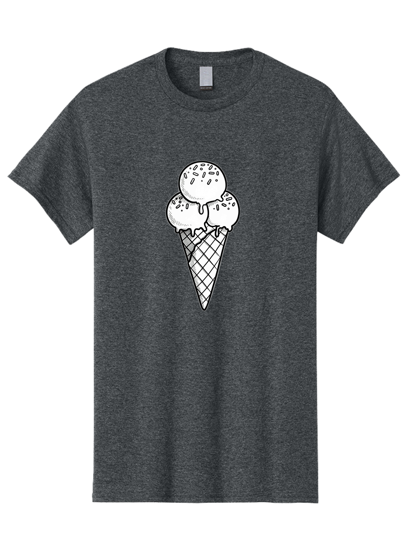 Ice-Cream-Cone-13 Men'S Graphic Tee, 100% Cotton, Comfortable Casual Summer Wear, Machine Washable, Ice Cream Cone, Three Scoops, Melting Ice Cream, Sweet Treats, Dessert Ideas, Ice Cream Lovers, Hand-Drawn Illustration, Sprinkles, Waffle Cone Baa858 25