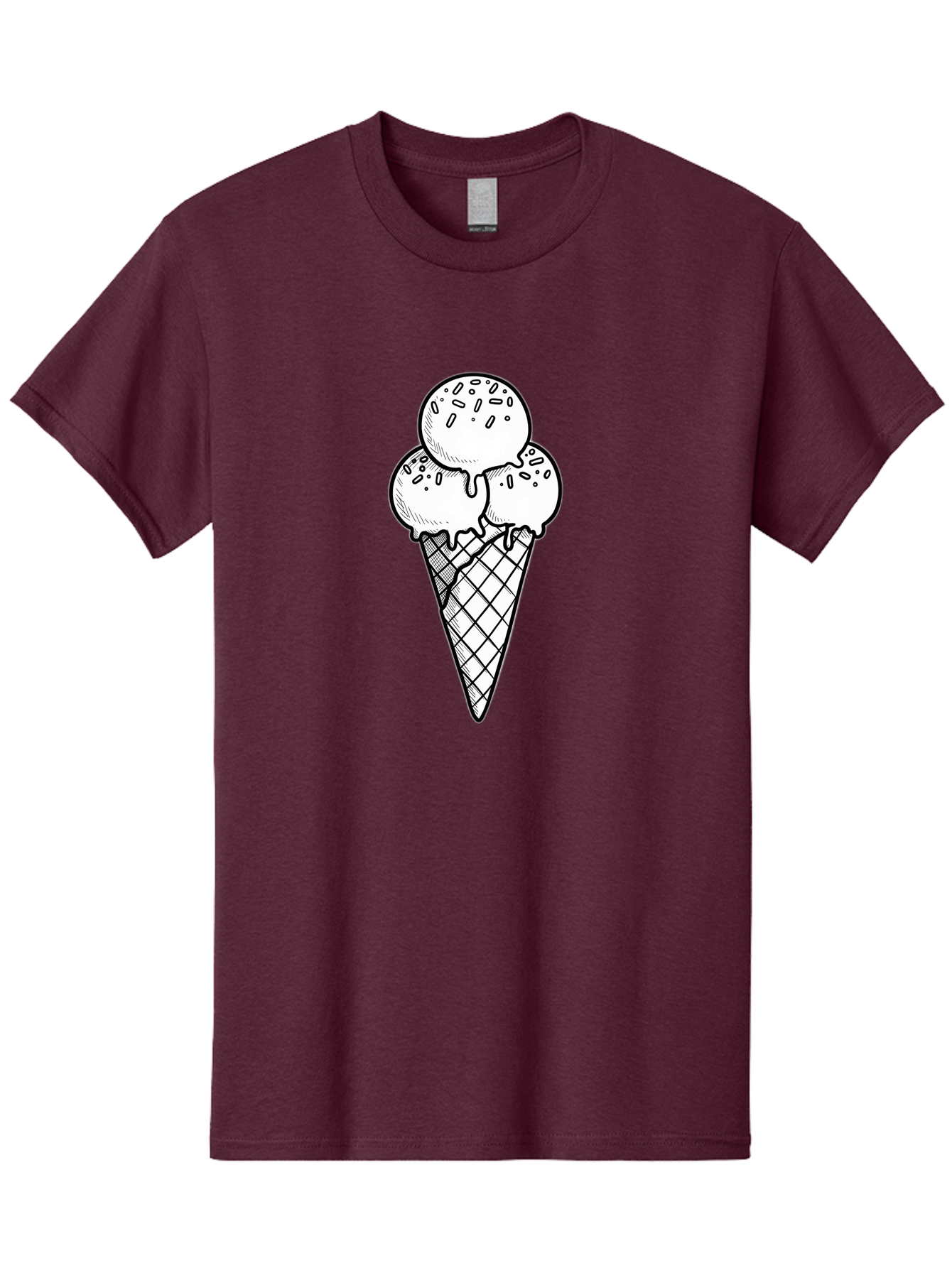Ice-Cream-Cone-13 Men'S Graphic Tee, 100% Cotton, Comfortable Casual Summer Wear, Machine Washable, Ice Cream Cone, Three Scoops, Melting Ice Cream, Sweet Treats, Dessert Ideas, Ice Cream Lovers, Hand-Drawn Illustration, Sprinkles, Waffle Cone Baa858 11