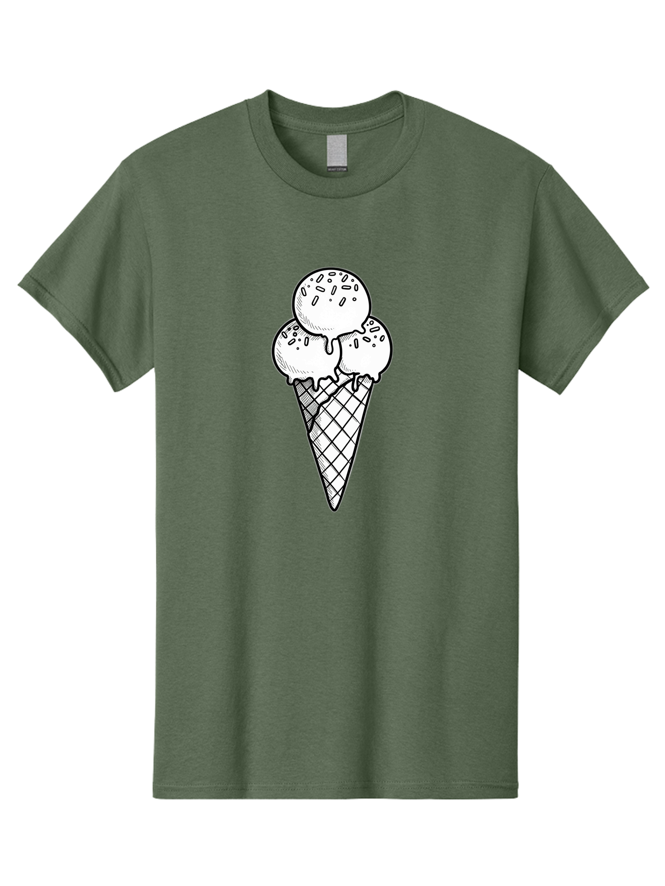 Ice-Cream-Cone-13 Men'S Graphic Tee, 100% Cotton, Comfortable Casual Summer Wear, Machine Washable, Ice Cream Cone, Three Scoops, Melting Ice Cream, Sweet Treats, Dessert Ideas, Ice Cream Lovers, Hand-Drawn Illustration, Sprinkles, Waffle Cone Baa858 13