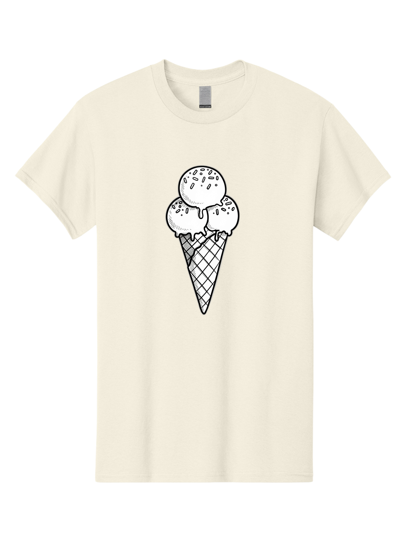 Ice-Cream-Cone-13 Men'S Graphic Tee, 100% Cotton, Comfortable Casual Summer Wear, Machine Washable, Ice Cream Cone, Three Scoops, Melting Ice Cream, Sweet Treats, Dessert Ideas, Ice Cream Lovers, Hand-Drawn Illustration, Sprinkles, Waffle Cone Baa858 21