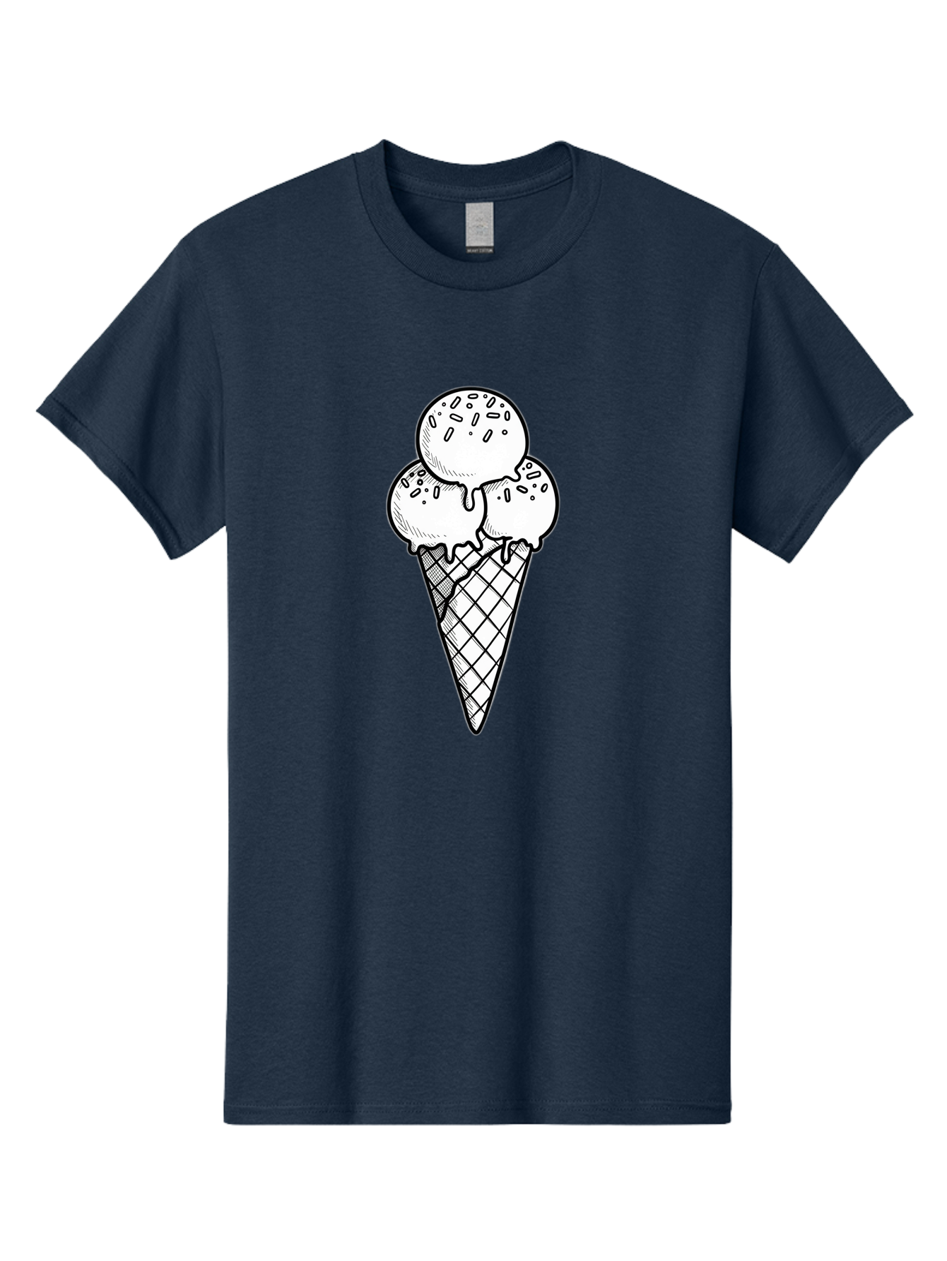 Ice-Cream-Cone-13 Men'S Graphic Tee, 100% Cotton, Comfortable Casual Summer Wear, Machine Washable, Ice Cream Cone, Three Scoops, Melting Ice Cream, Sweet Treats, Dessert Ideas, Ice Cream Lovers, Hand-Drawn Illustration, Sprinkles, Waffle Cone Baa858 29
