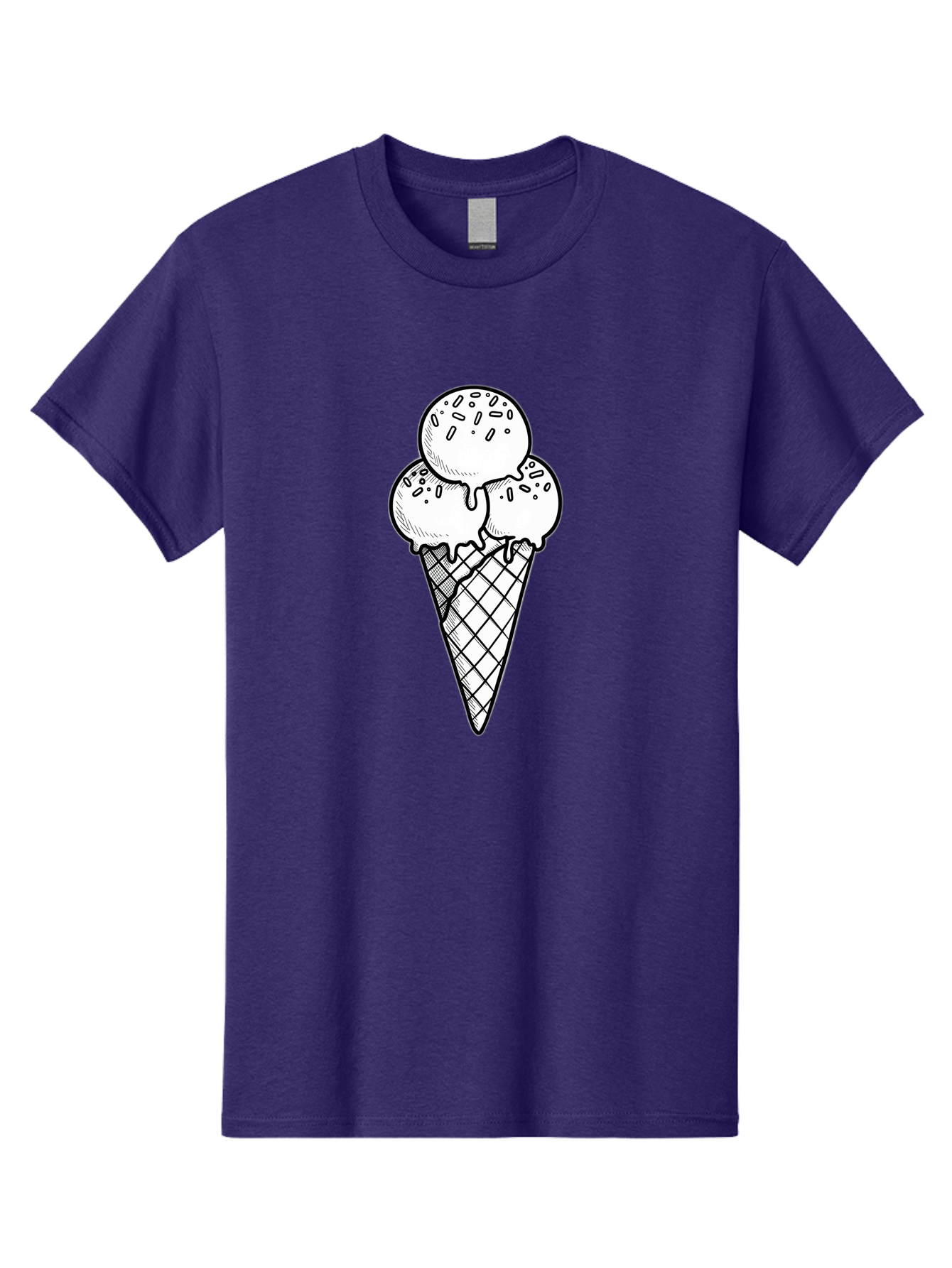 Ice-Cream-Cone-13 Men'S Graphic Tee, 100% Cotton, Comfortable Casual Summer Wear, Machine Washable, Ice Cream Cone, Three Scoops, Melting Ice Cream, Sweet Treats, Dessert Ideas, Ice Cream Lovers, Hand-Drawn Illustration, Sprinkles, Waffle Cone Baa858 3