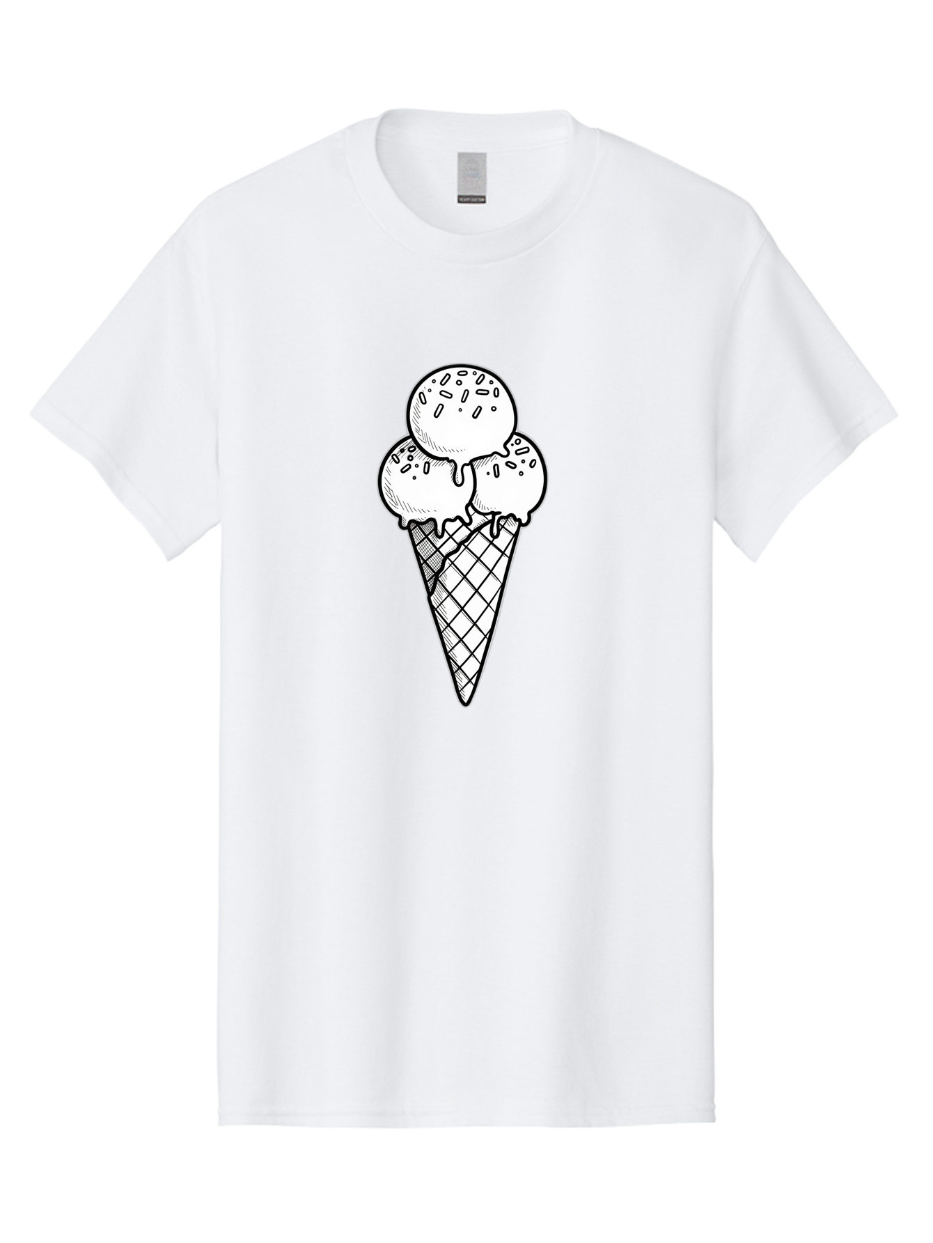 Ice-Cream-Cone-13 Men'S Graphic Tee, 100% Cotton, Comfortable Casual Summer Wear, Machine Washable, Ice Cream Cone, Three Scoops, Melting Ice Cream, Sweet Treats, Dessert Ideas, Ice Cream Lovers, Hand-Drawn Illustration, Sprinkles, Waffle Cone Baa858 23
