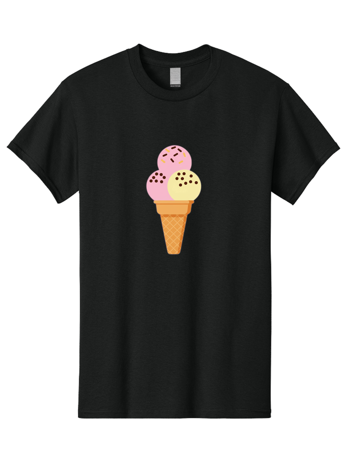 Ice-Cream-Cone-15 Men'S Graphic Tee, 100% Cotton, Comfortable Casual Summer Wear, Machine Washable, Ice Cream Cone, Three Scoops, Pink And Yellow Ice Cream, Chocolate Chips, Sprinkles, Frozen Dessert, Sweet Treat, Dessert Lover, Baa860 13