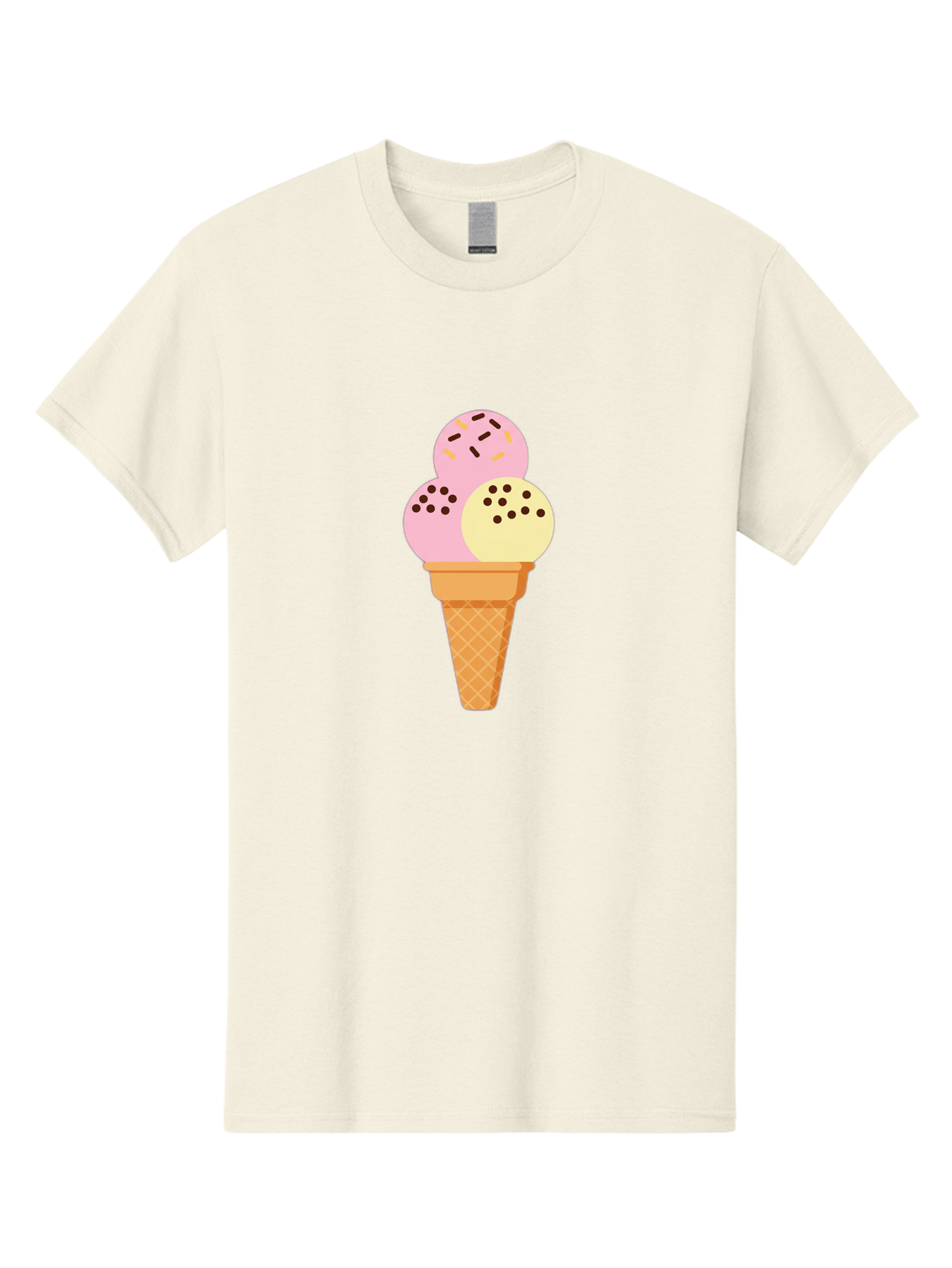 Ice-Cream-Cone-15 Men'S Graphic Tee, 100% Cotton, Comfortable Casual Summer Wear, Machine Washable, Ice Cream Cone, Three Scoops, Pink And Yellow Ice Cream, Chocolate Chips, Sprinkles, Frozen Dessert, Sweet Treat, Dessert Lover, Baa860 19