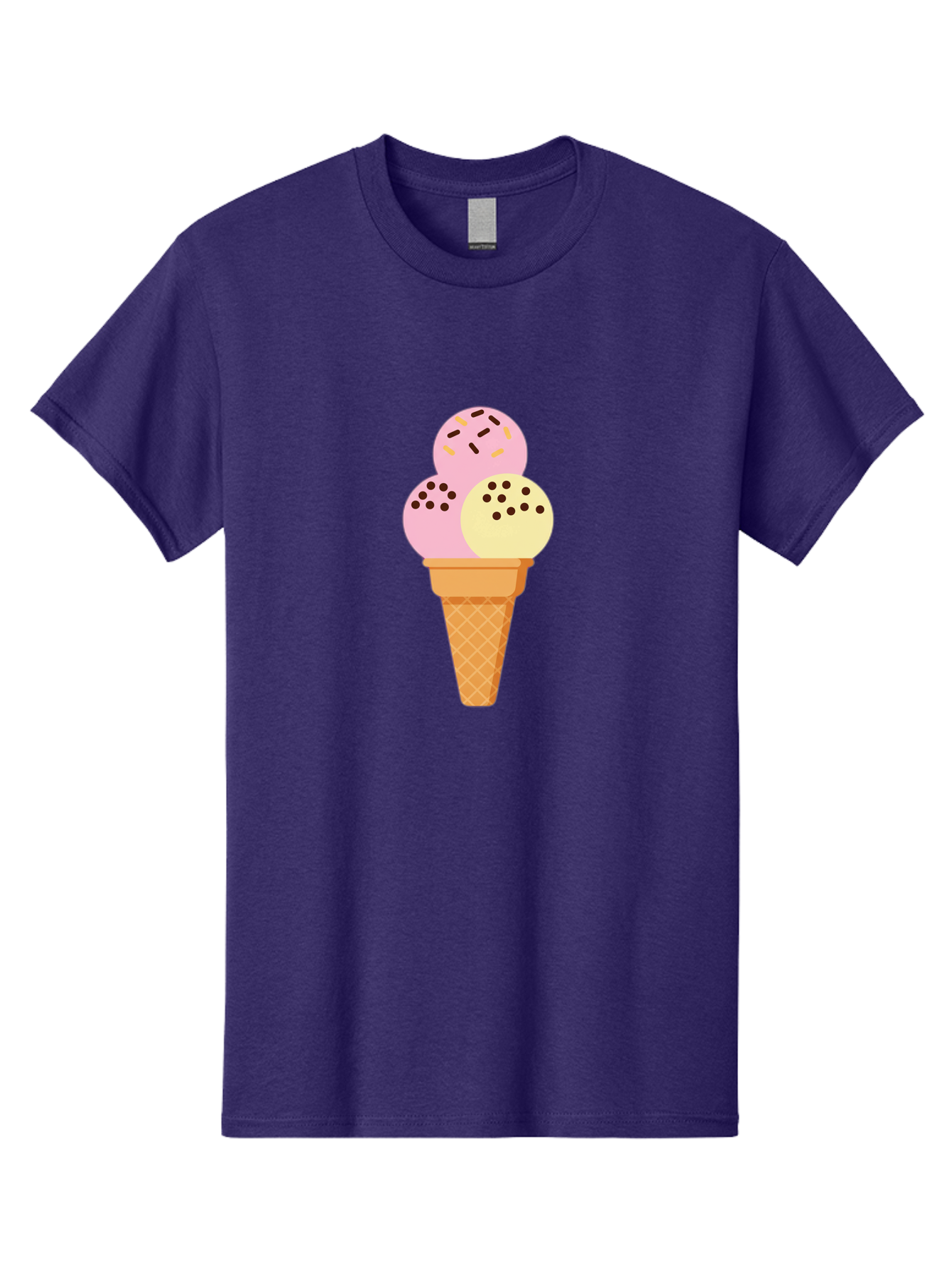 Ice-Cream-Cone-15 Men'S Graphic Tee, 100% Cotton, Comfortable Casual Summer Wear, Machine Washable, Ice Cream Cone, Three Scoops, Pink And Yellow Ice Cream, Chocolate Chips, Sprinkles, Frozen Dessert, Sweet Treat, Dessert Lover, Baa860 23