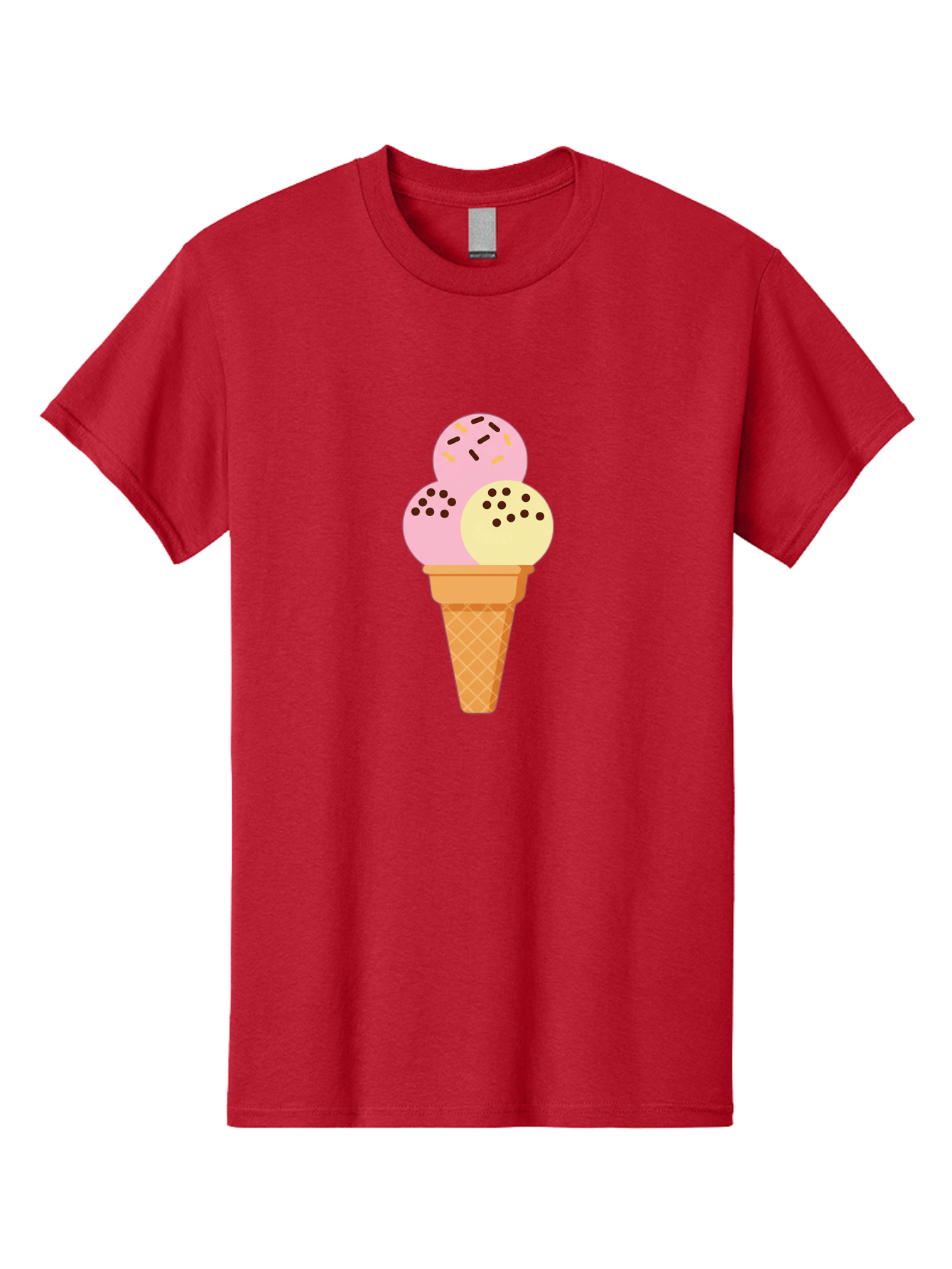 Ice-Cream-Cone-15 Men'S Graphic Tee, 100% Cotton, Comfortable Casual Summer Wear, Machine Washable, Ice Cream Cone, Three Scoops, Pink And Yellow Ice Cream, Chocolate Chips, Sprinkles, Frozen Dessert, Sweet Treat, Dessert Lover, Baa860 17