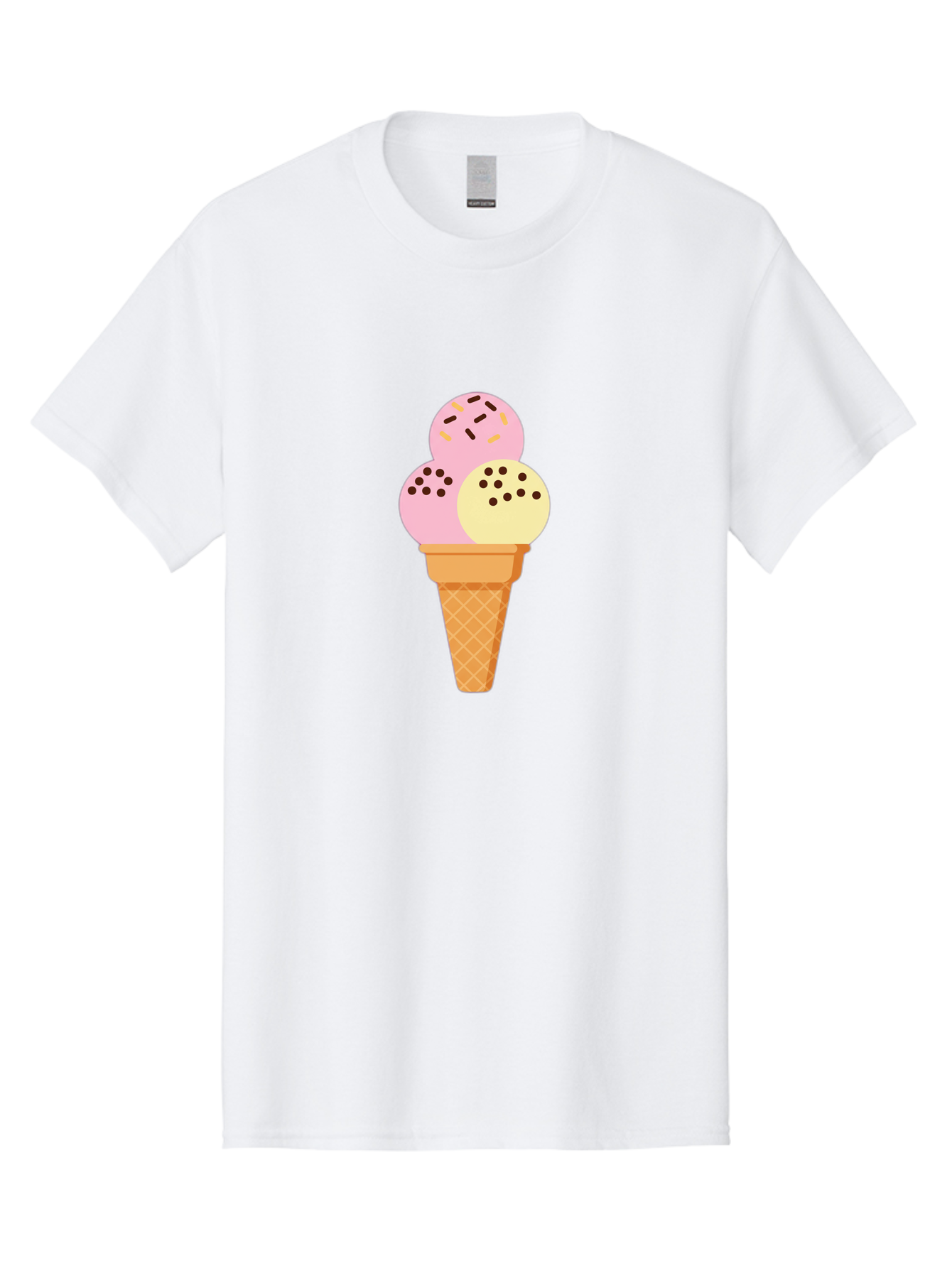 Ice-Cream-Cone-15 Men'S Graphic Tee, 100% Cotton, Comfortable Casual Summer Wear, Machine Washable, Ice Cream Cone, Three Scoops, Pink And Yellow Ice Cream, Chocolate Chips, Sprinkles, Frozen Dessert, Sweet Treat, Dessert Lover, Baa860 29