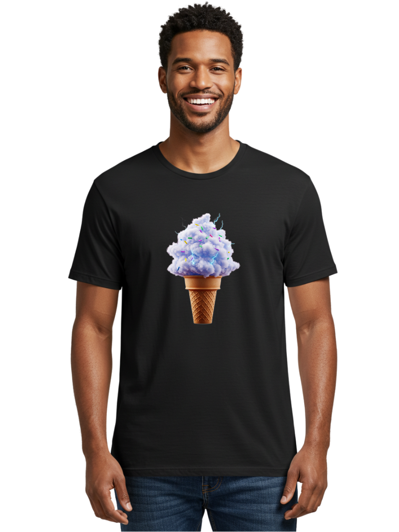 Ice-Cream-Cone-4 Men'S Graphic Tee, 100% Cotton, Comfortable Casual Summer Wear, Machine Washable, Ice Cream Cone, Pastel Colors, Colorful Sprinkles, Fluffy Texture, Sweet Treat, Desserts, Summer Fun, Ice Cream Lover, Creative Food Art Baa865 28