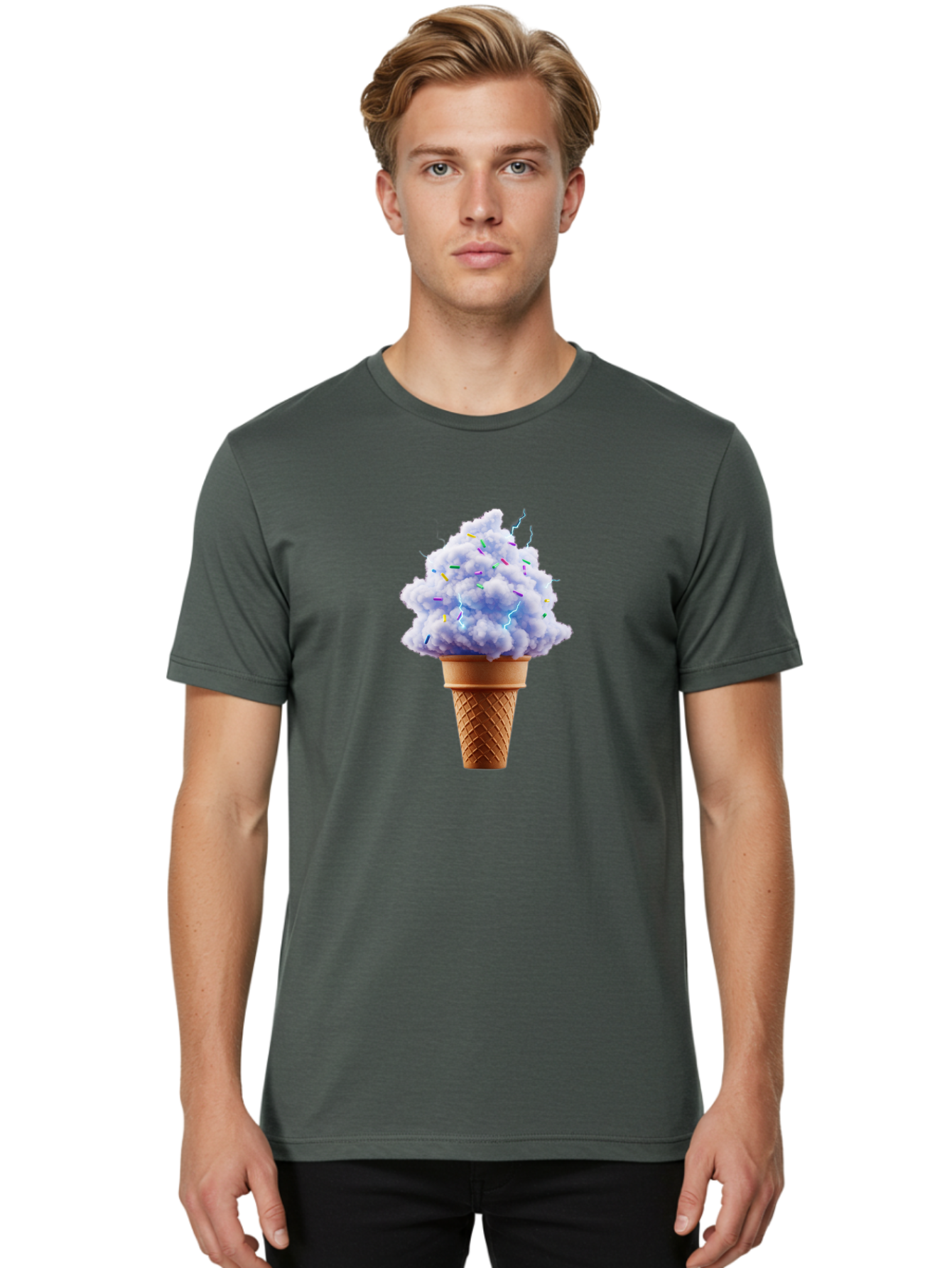 Ice-Cream-Cone-4 Men'S Graphic Tee, 100% Cotton, Comfortable Casual Summer Wear, Machine Washable, Ice Cream Cone, Pastel Colors, Colorful Sprinkles, Fluffy Texture, Sweet Treat, Desserts, Summer Fun, Ice Cream Lover, Creative Food Art Baa865 14