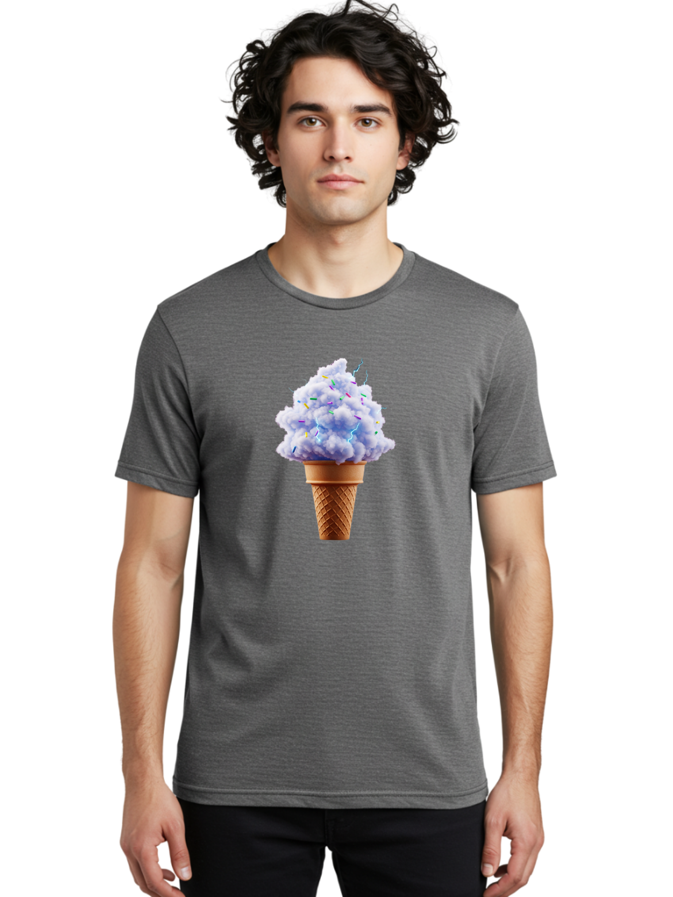 Ice-Cream-Cone-4 Men'S Graphic Tee, 100% Cotton, Comfortable Casual Summer Wear, Machine Washable, Ice Cream Cone, Pastel Colors, Colorful Sprinkles, Fluffy Texture, Sweet Treat, Desserts, Summer Fun, Ice Cream Lover, Creative Food Art Baa865 12