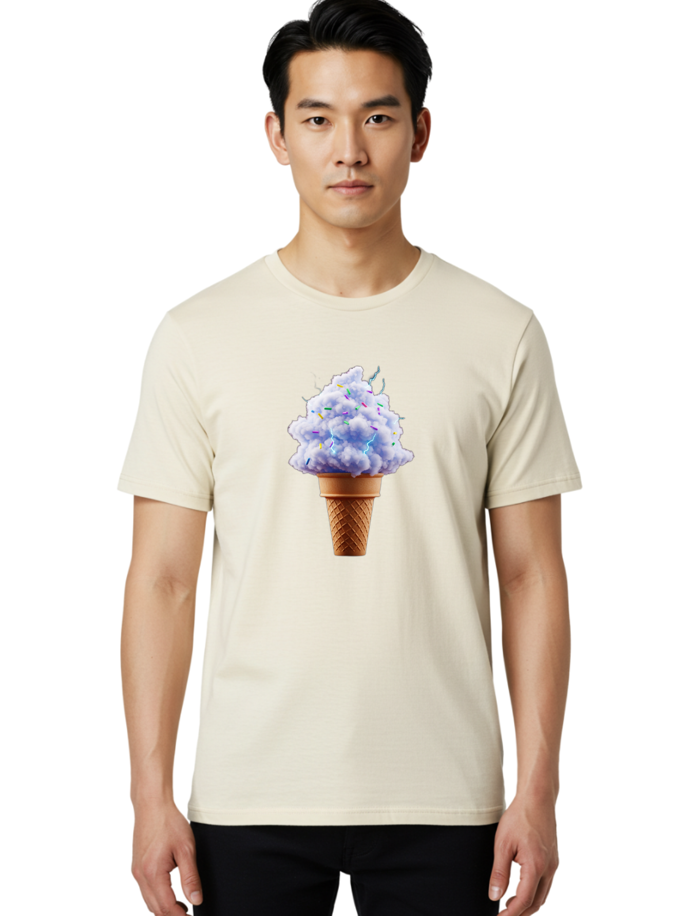 Ice-Cream-Cone-4 Men'S Graphic Tee, 100% Cotton, Comfortable Casual Summer Wear, Machine Washable, Ice Cream Cone, Pastel Colors, Colorful Sprinkles, Fluffy Texture, Sweet Treat, Desserts, Summer Fun, Ice Cream Lover, Creative Food Art Baa865 20