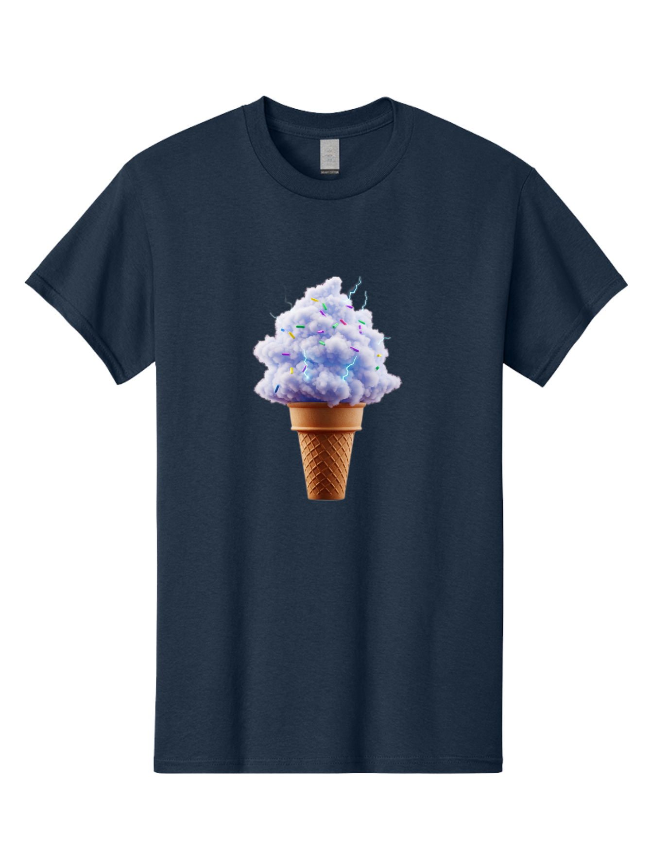 Ice-Cream-Cone-4 Men'S Graphic Tee, 100% Cotton, Comfortable Casual Summer Wear, Machine Washable, Ice Cream Cone, Pastel Colors, Colorful Sprinkles, Fluffy Texture, Sweet Treat, Desserts, Summer Fun, Ice Cream Lover, Creative Food Art Baa865 3
