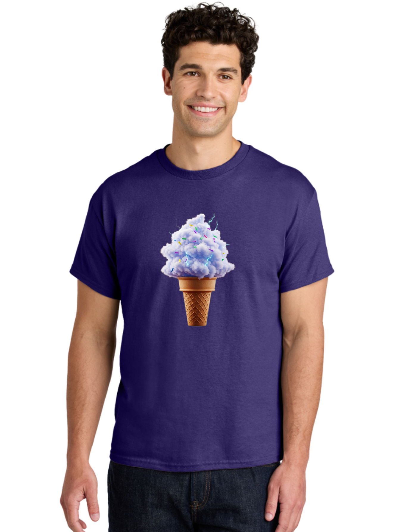 Ice-Cream-Cone-4 Men'S Graphic Tee, 100% Cotton, Comfortable Casual Summer Wear, Machine Washable, Ice Cream Cone, Pastel Colors, Colorful Sprinkles, Fluffy Texture, Sweet Treat, Desserts, Summer Fun, Ice Cream Lover, Creative Food Art Baa865 6
